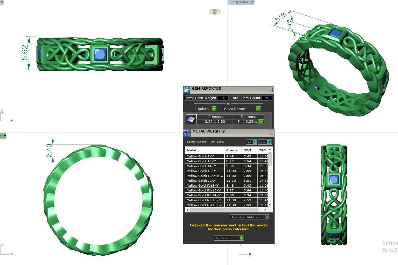 Princess Eternity Band Diamond Ring 3dm stl render detail 3D print model_3