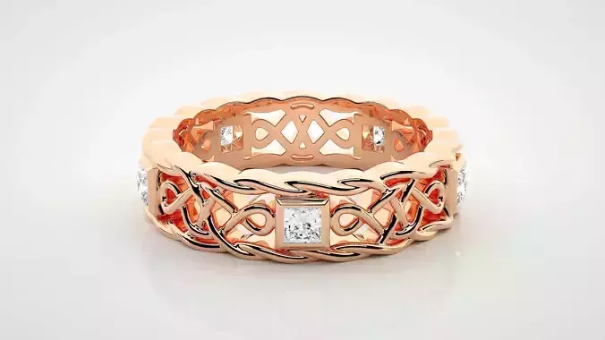 Princess Eternity Band Diamond Ring 3dm stl render detail 3D print model