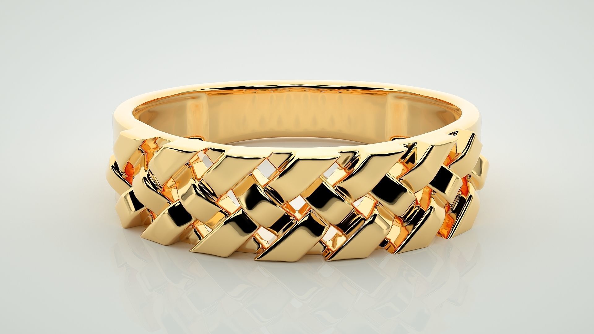 Cuban Chain Eternity Band Diamond Ring 3dm stl render detail 3D print model_7