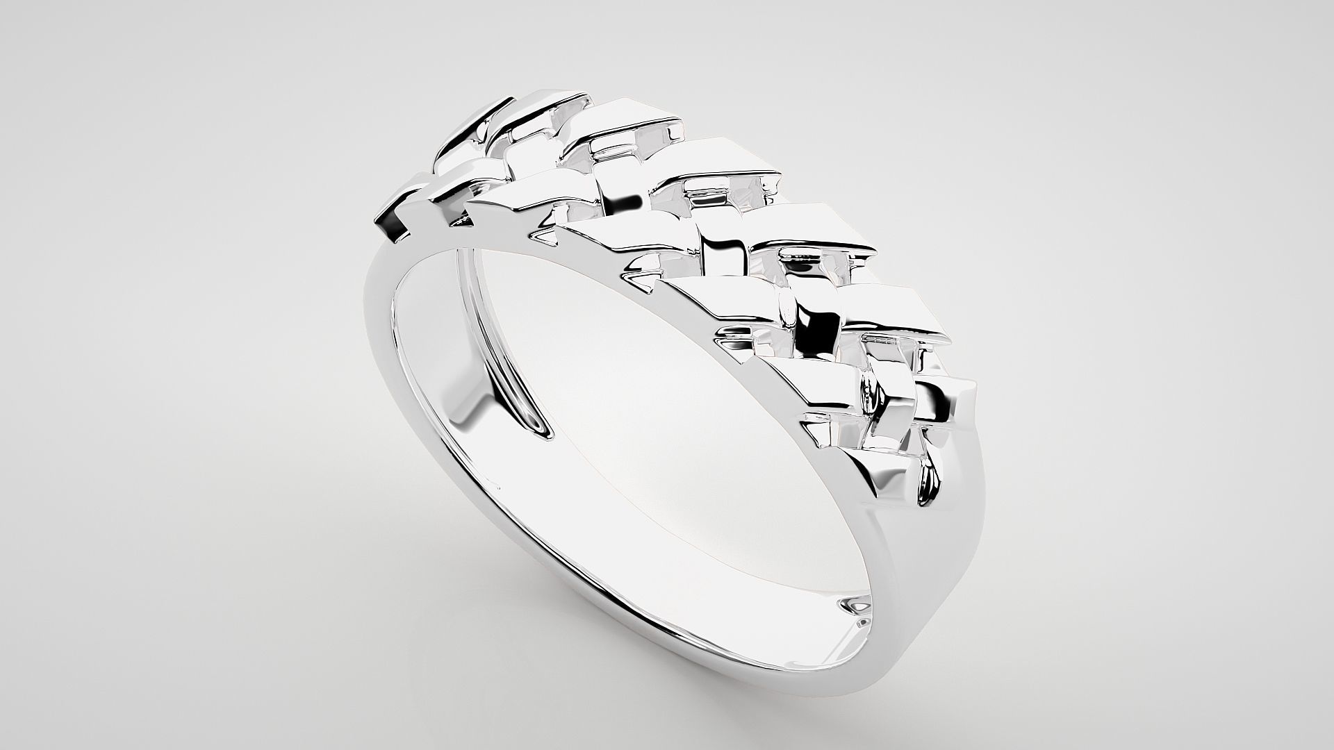 Cuban Chain Eternity Band Diamond Ring 3dm stl render detail 3D print model_6