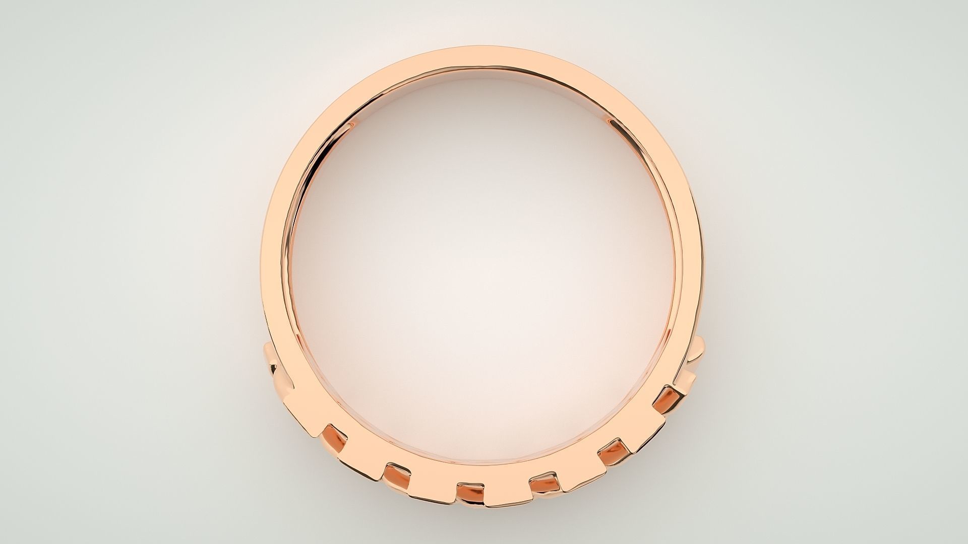 Cuban Chain Eternity Band Diamond Ring 3dm stl render detail 3D print model_1