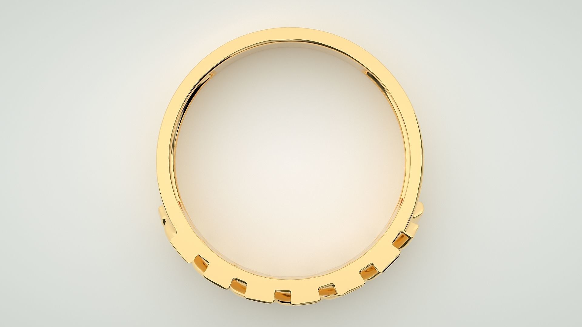 Cuban Chain Eternity Band Diamond Ring 3dm stl render detail 3D print model_8