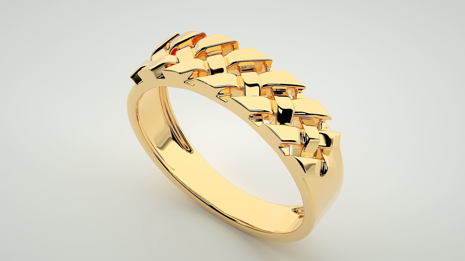 Cuban Chain Eternity Band Diamond Ring 3dm stl render detail 3D print model_9