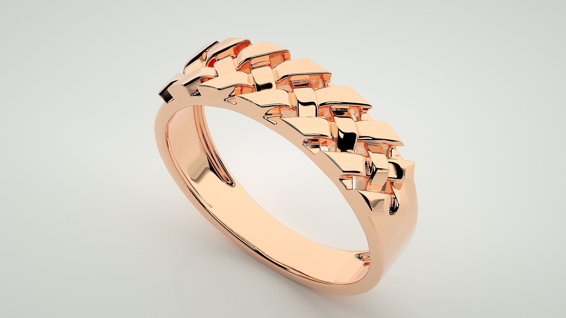 Cuban Chain Eternity Band Diamond Ring 3dm stl render detail 3D print model_2