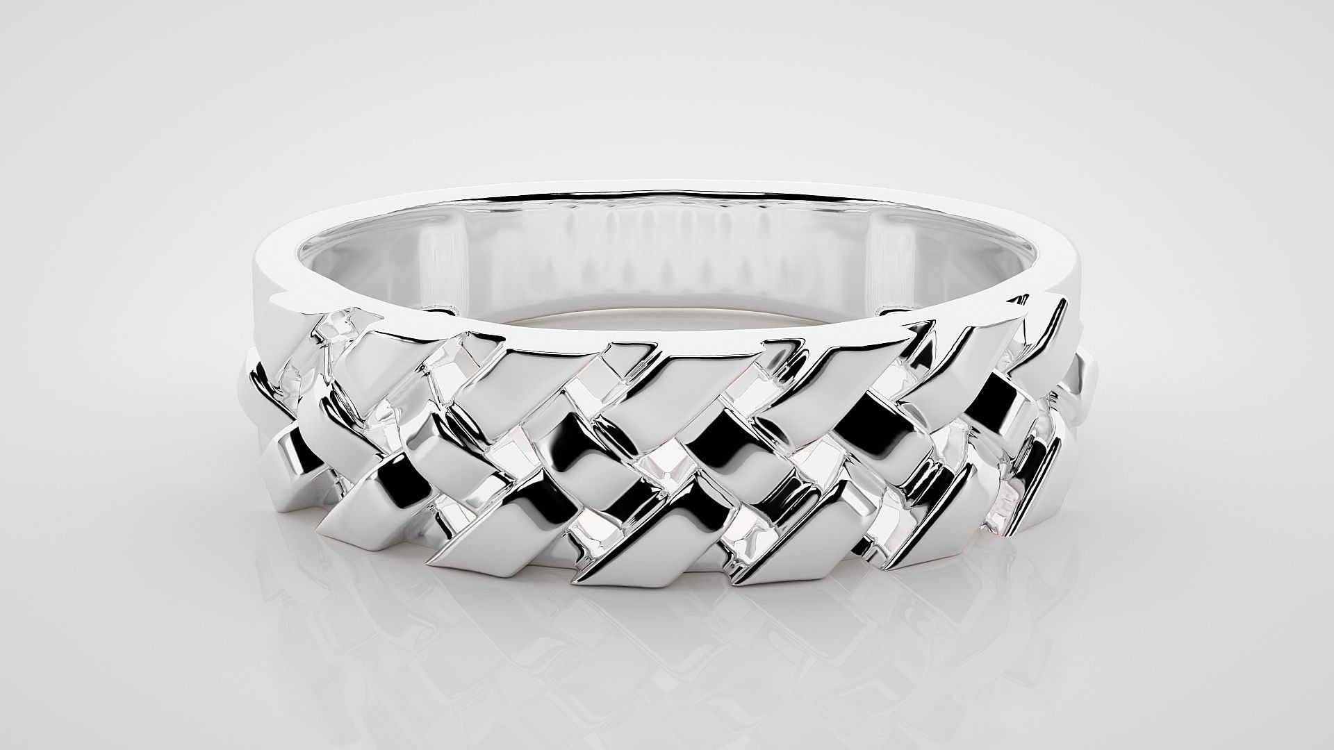 Cuban Chain Eternity Band Diamond Ring 3dm stl render detail 3D print model_3