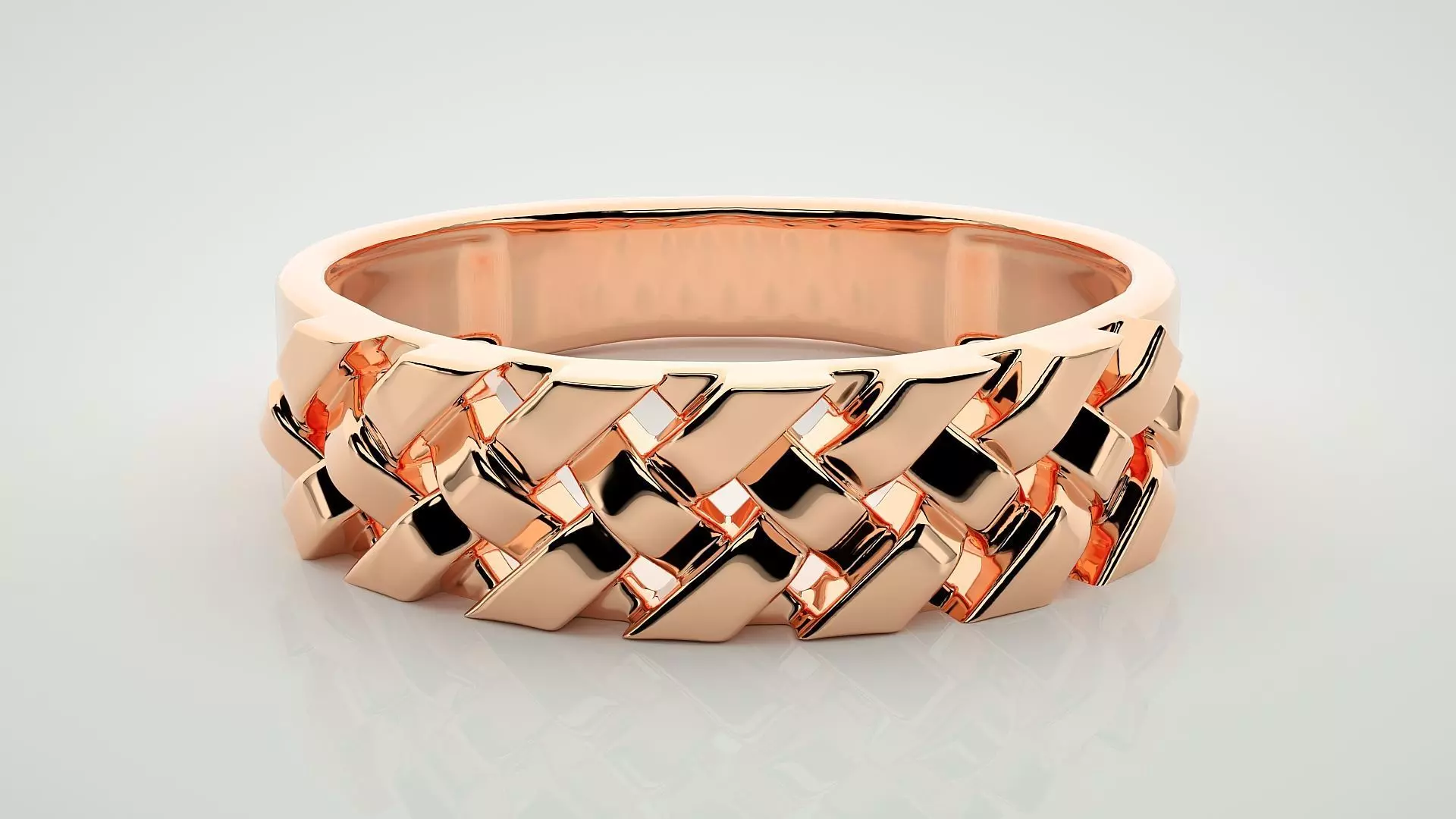 Cuban Chain Eternity Band Diamond Ring 3dm stl render detail 3D print model_0