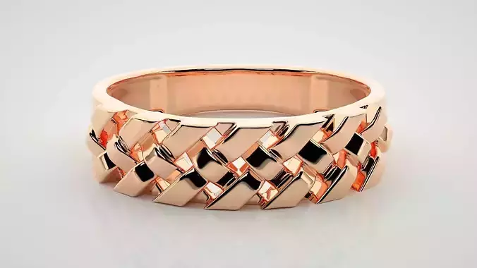 Cuban Chain Eternity Band Diamond Ring 3dm stl render detail 3D print model