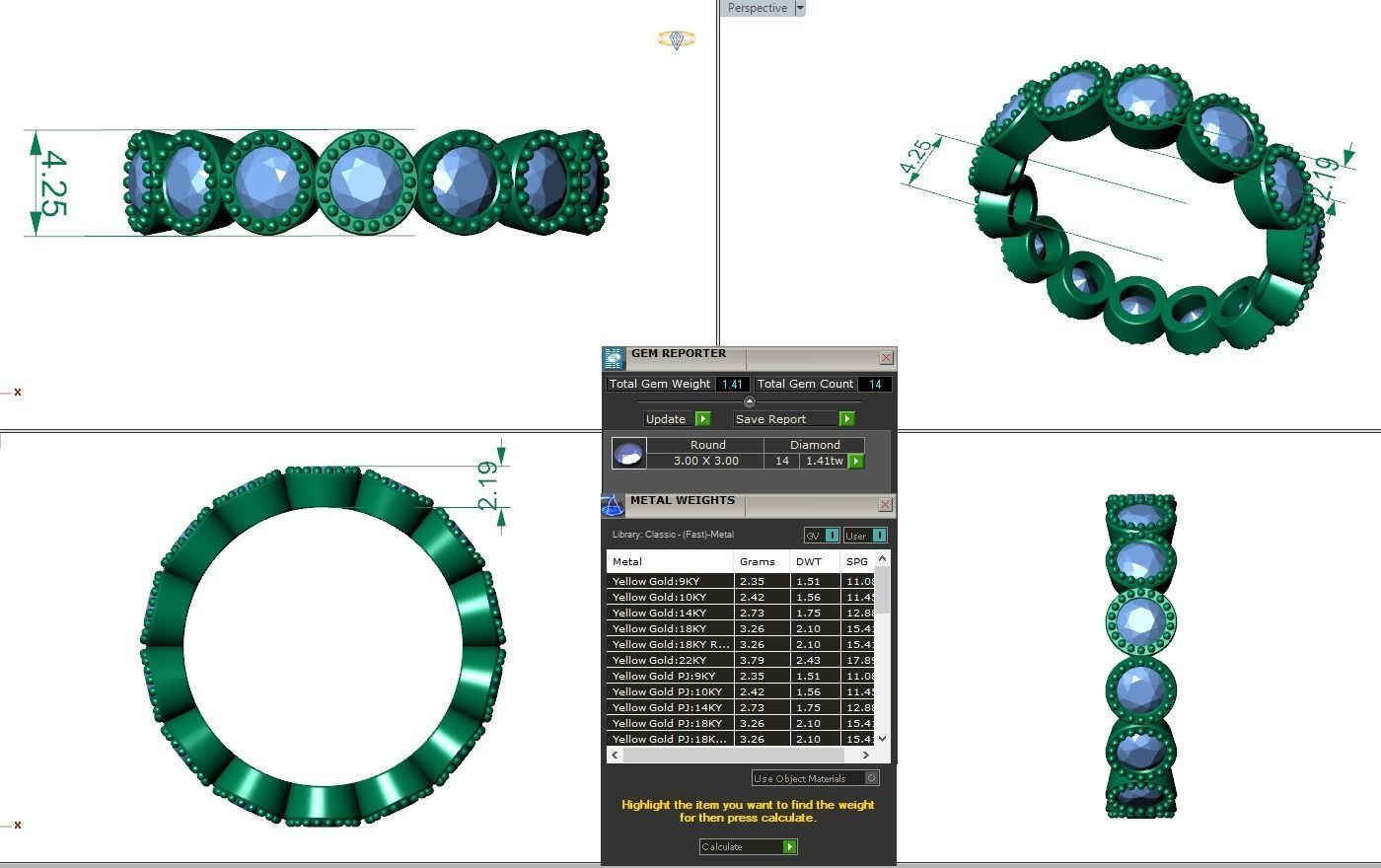 Eternity Band Diamond Ring 3dm stl render detail 3D print model_3
