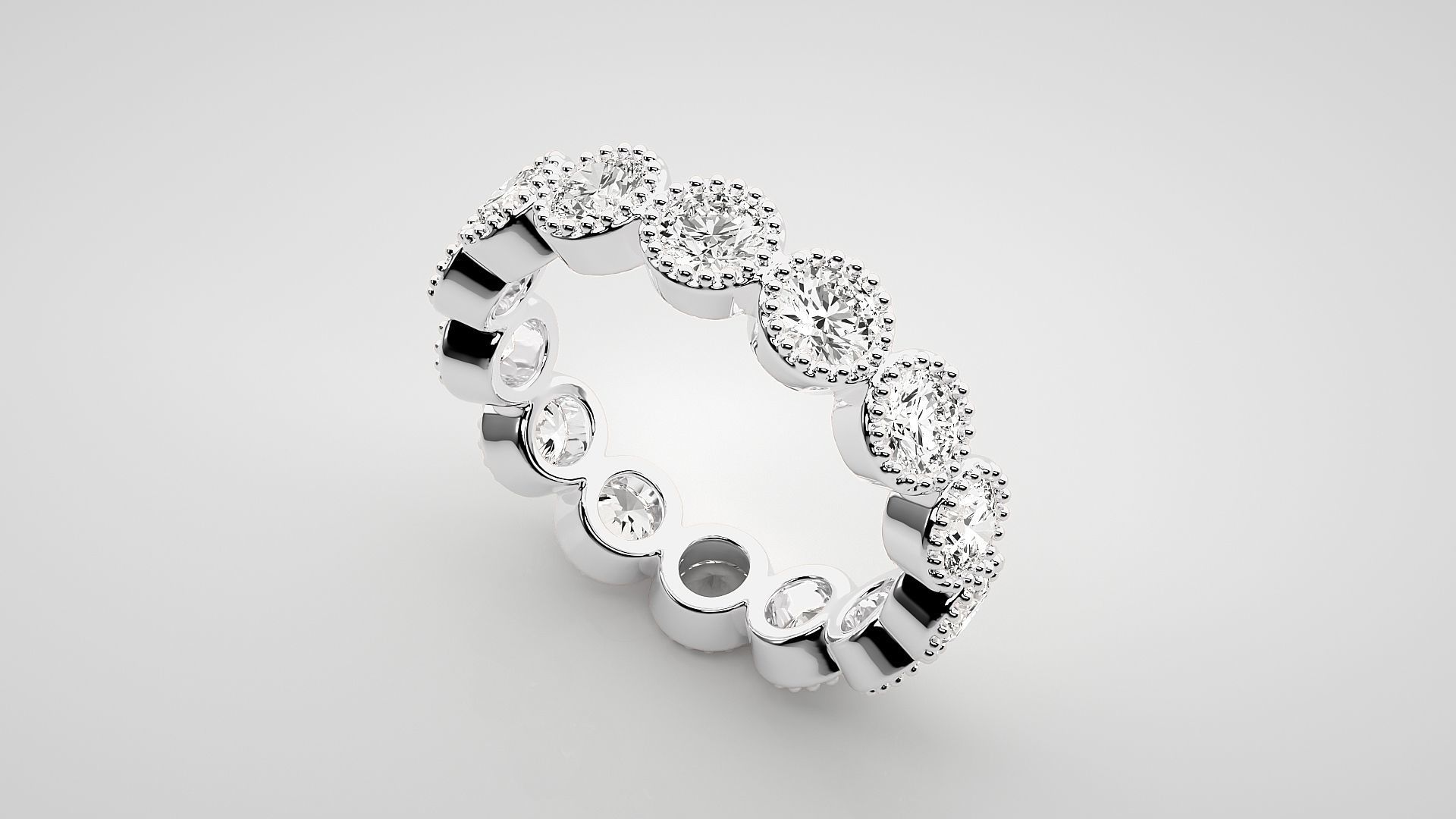 Eternity Band Diamond Ring 3dm stl render detail 3D print model_6