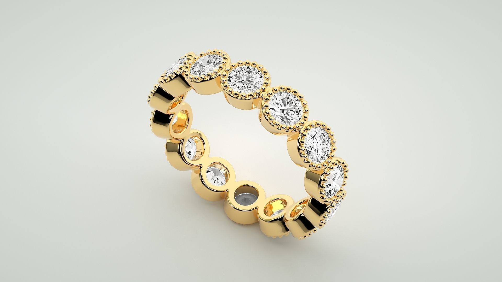 Eternity Band Diamond Ring 3dm stl render detail 3D print model_9