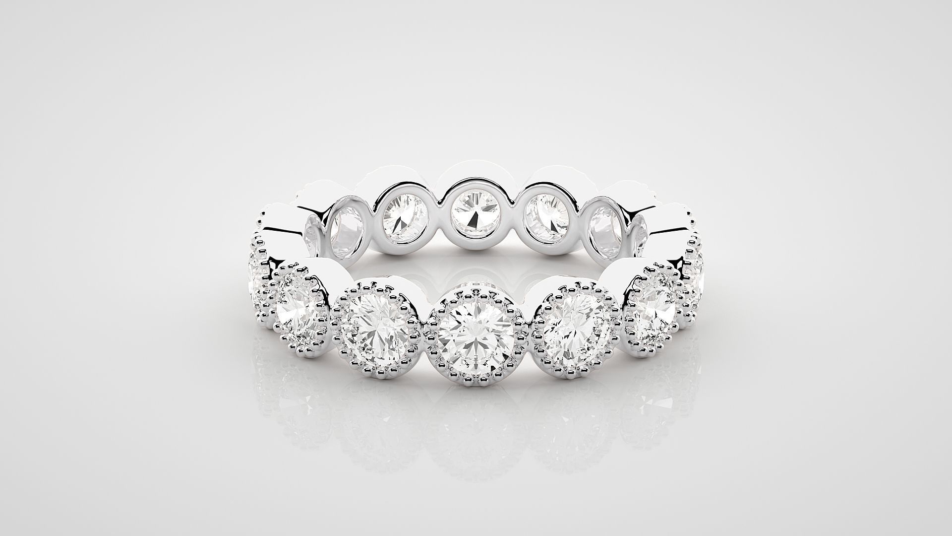 Eternity Band Diamond Ring 3dm stl render detail 3D print model_4