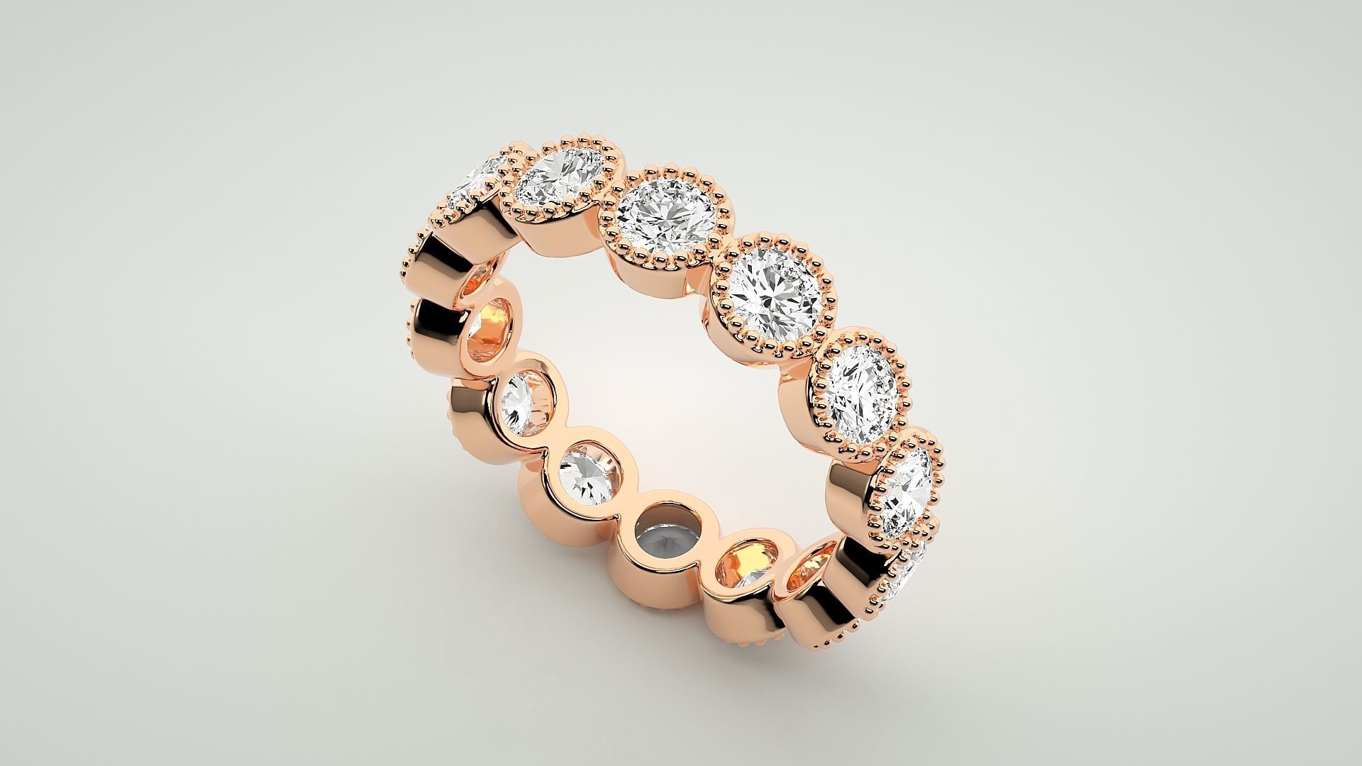 Eternity Band Diamond Ring 3dm stl render detail 3D print model_2