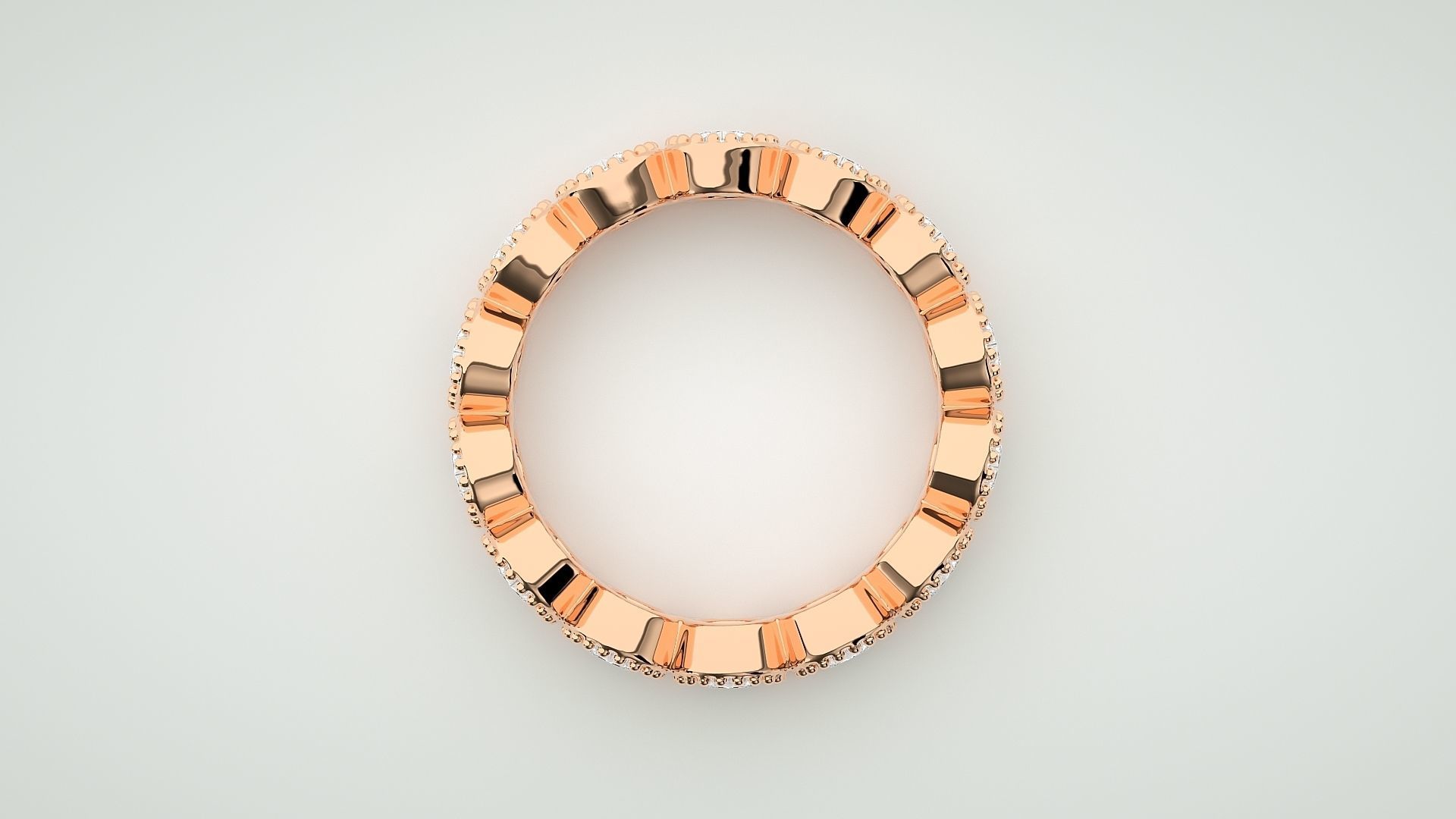 Eternity Band Diamond Ring 3dm stl render detail 3D print model_1