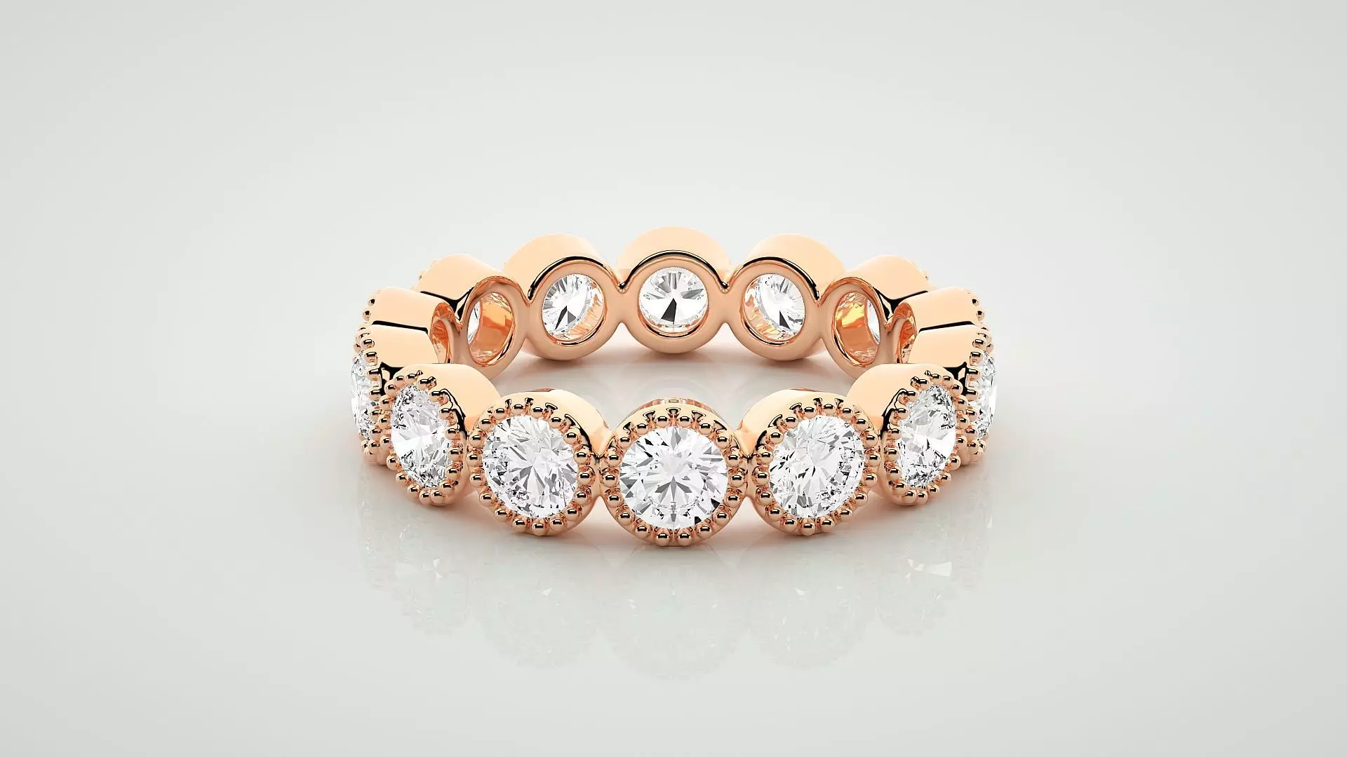 Eternity Band Diamond Ring 3dm stl render detail 3D print model_0