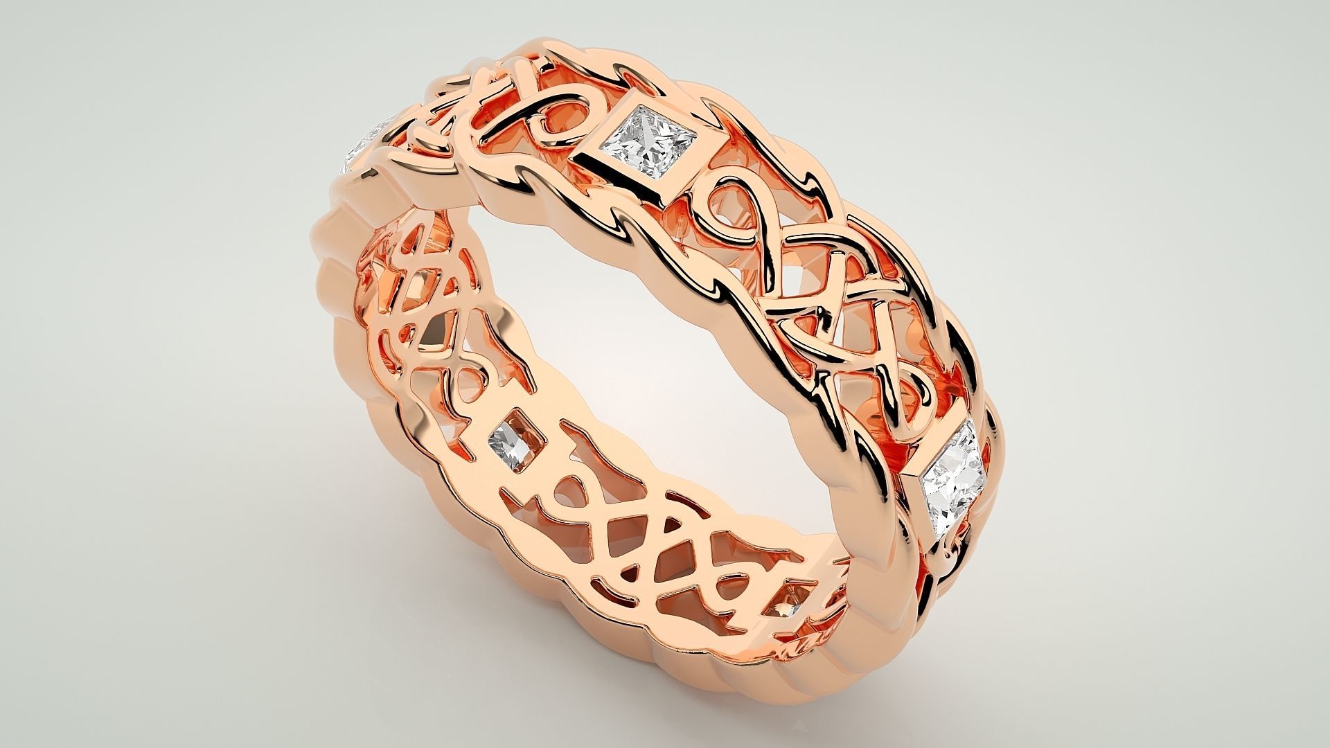 Eternity Band Diamond Ring 3dm stl render detail 3D print model_2