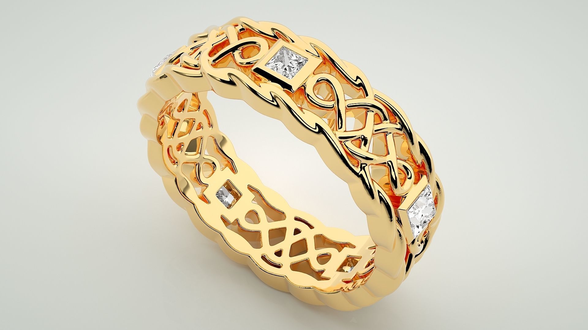 Eternity Band Diamond Ring 3dm stl render detail 3D print model_9
