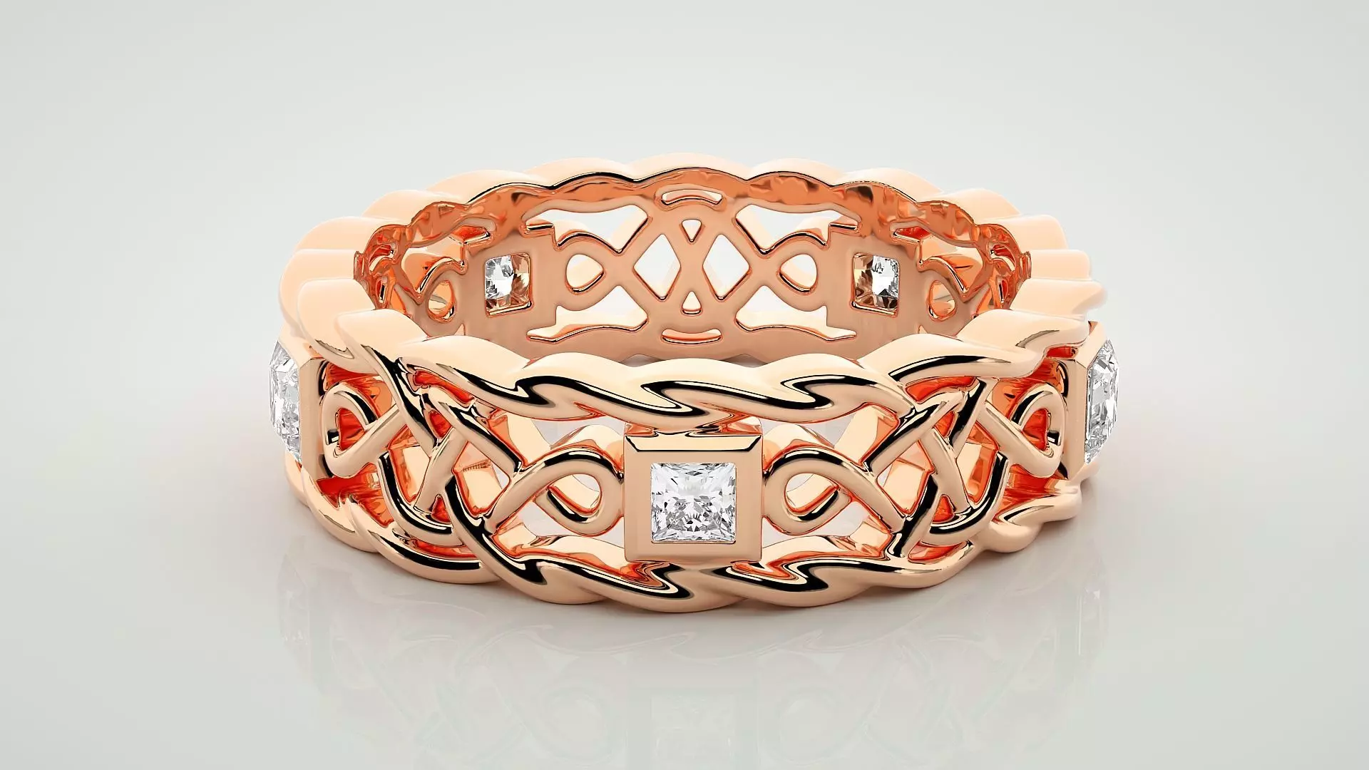 Eternity Band Diamond Ring 3dm stl render detail 3D print model_0