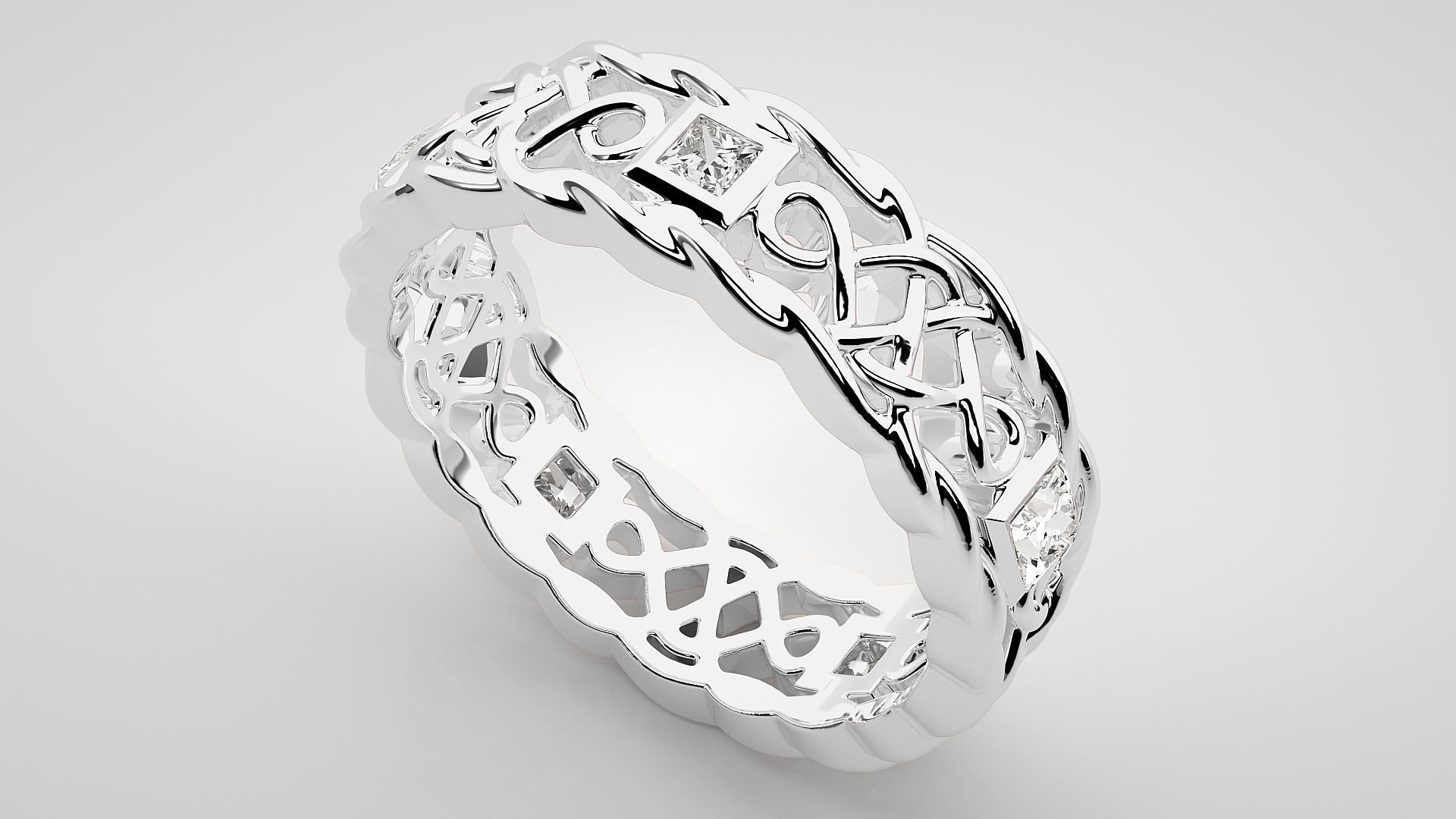 Eternity Band Diamond Ring 3dm stl render detail 3D print model_6