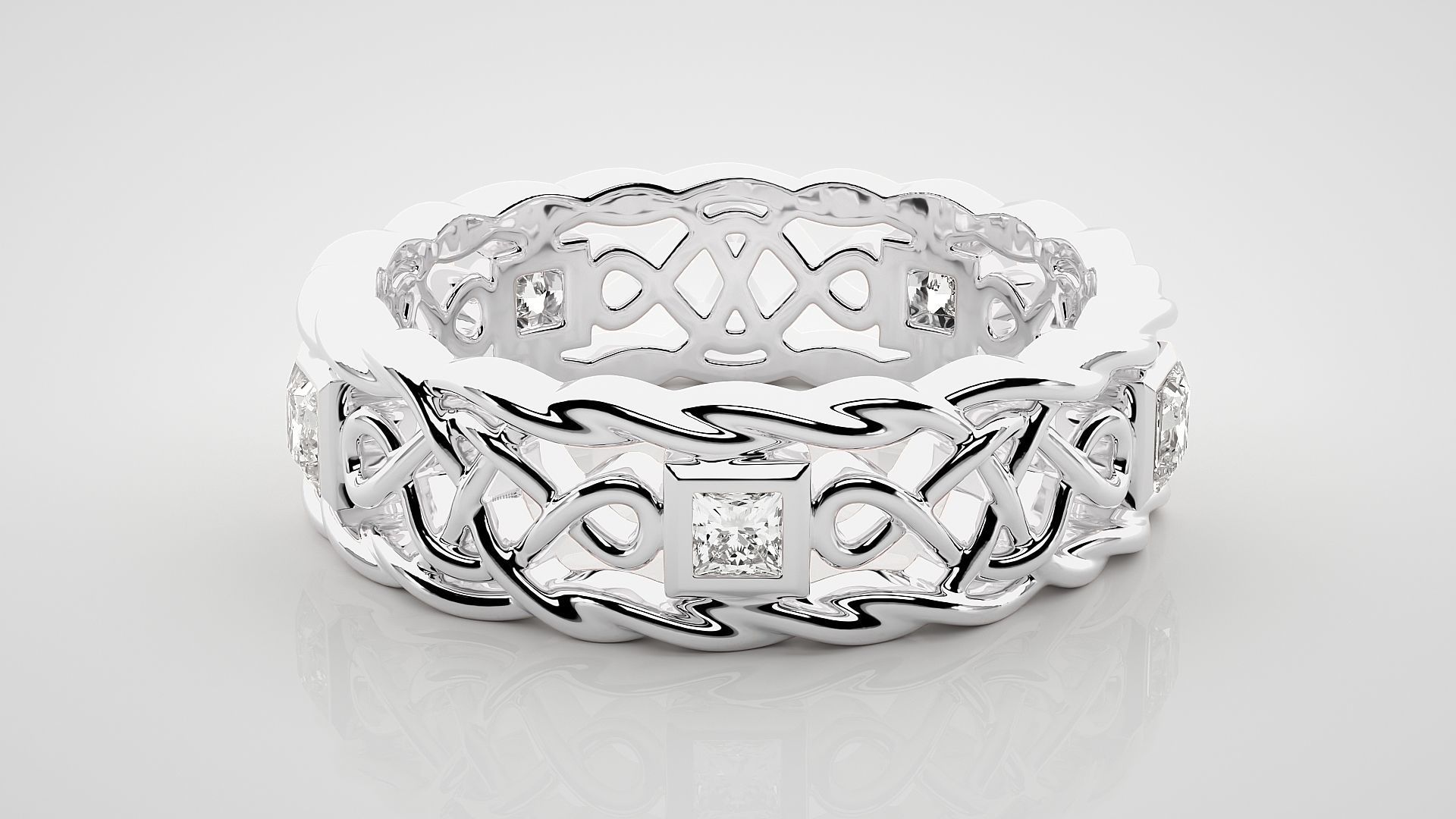 Eternity Band Diamond Ring 3dm stl render detail 3D print model_4