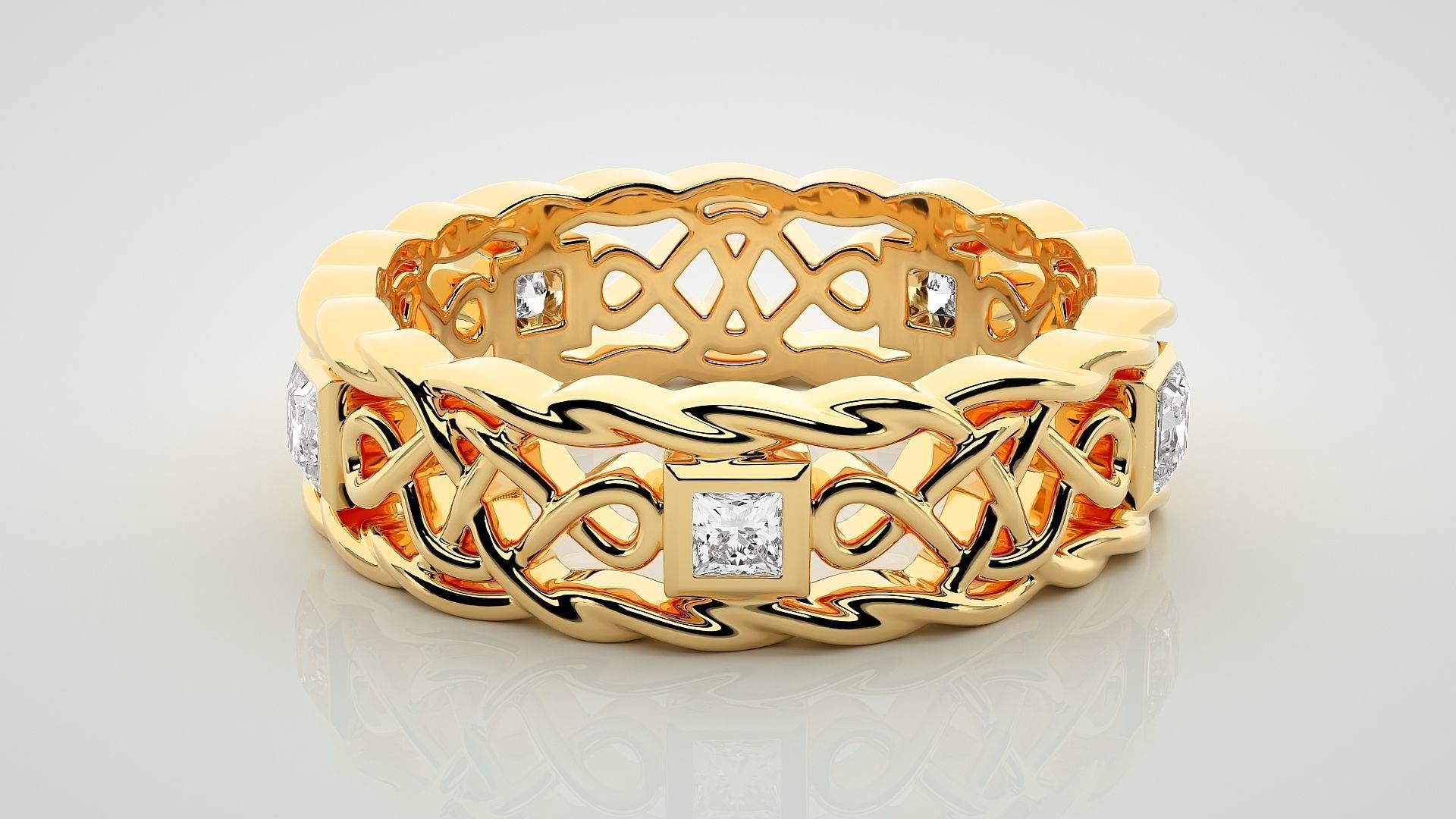 Eternity Band Diamond Ring 3dm stl render detail 3D print model_7