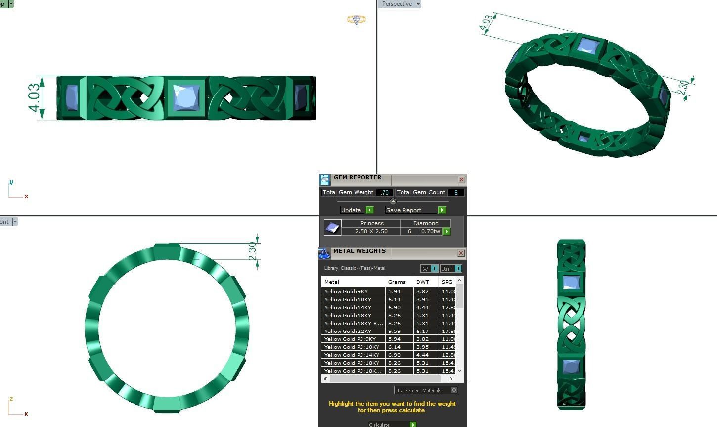 Princess Diamond Eternity Band Ring 3dm stl render detail 3D print model_3