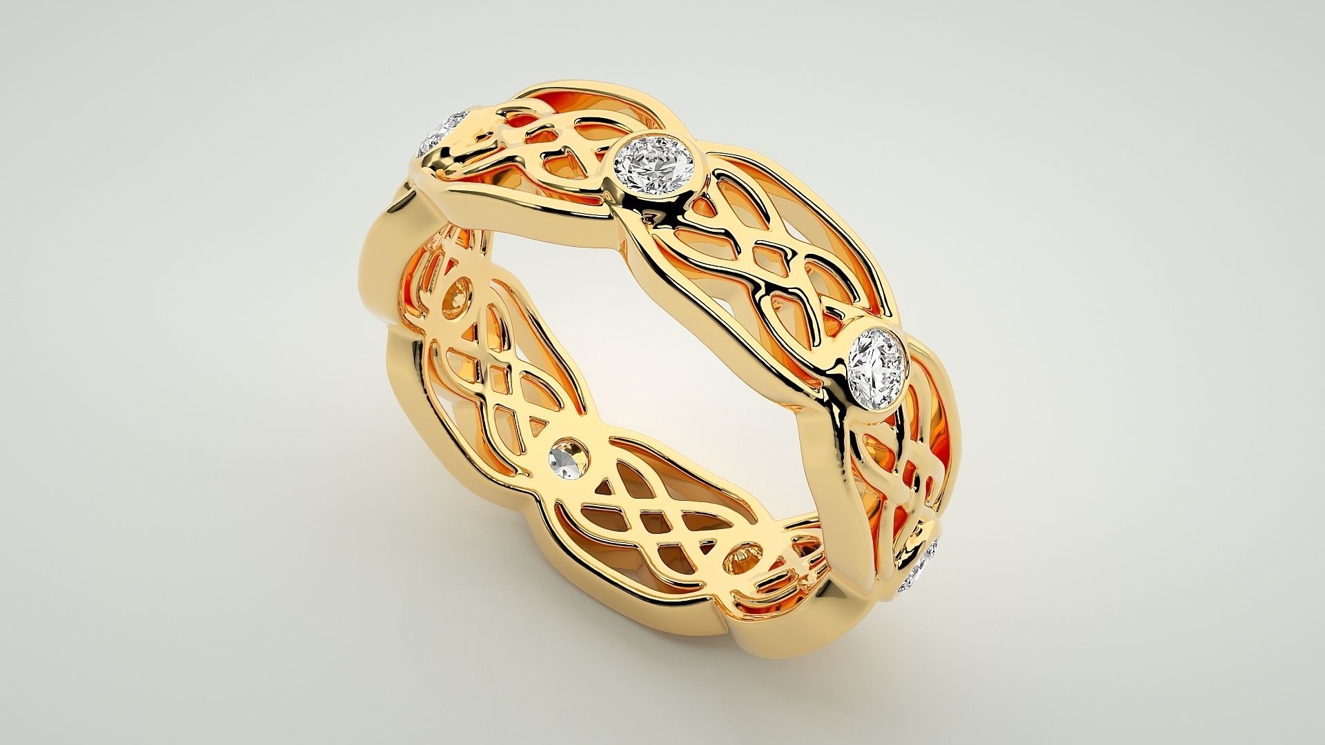 Eternity Band Diamond Ring 3dm stl render detail 3D print model_9
