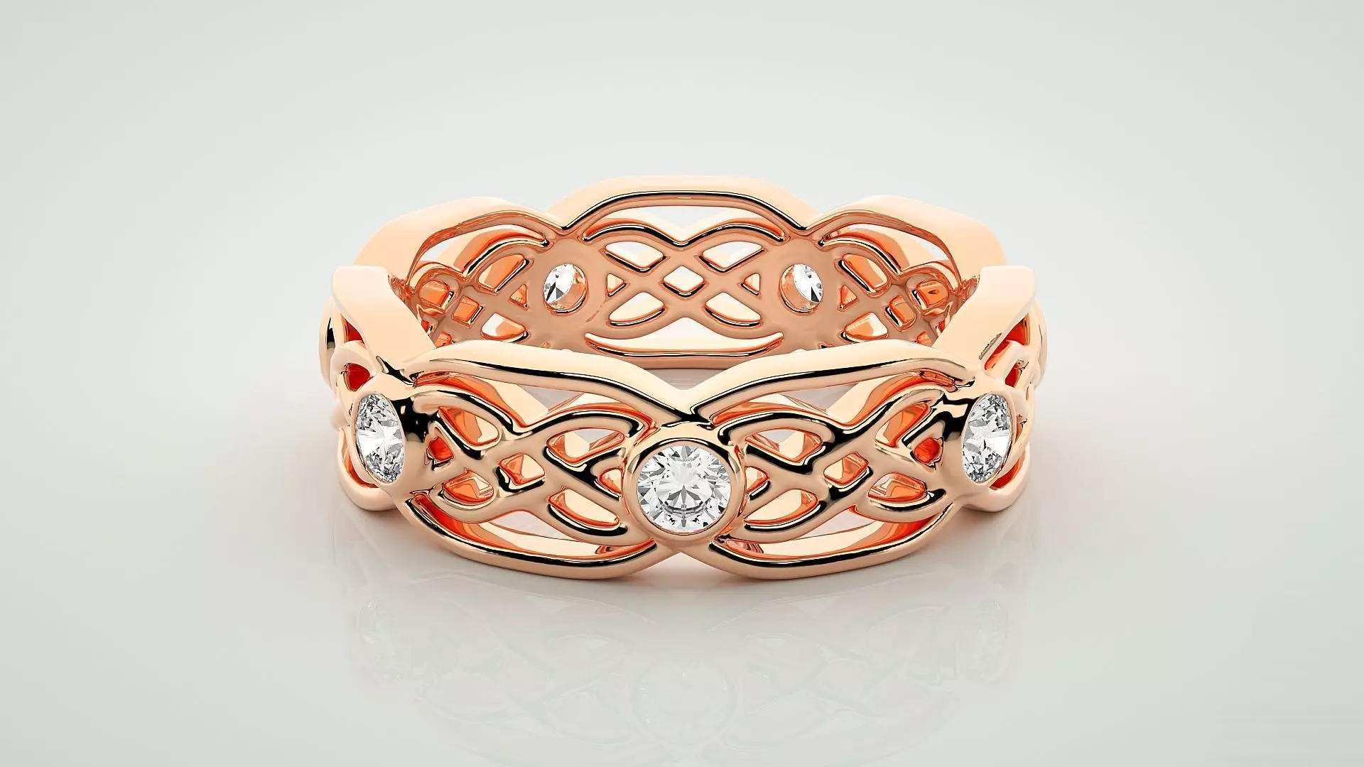 Eternity Band Diamond Ring 3dm stl render detail 3D print model_0