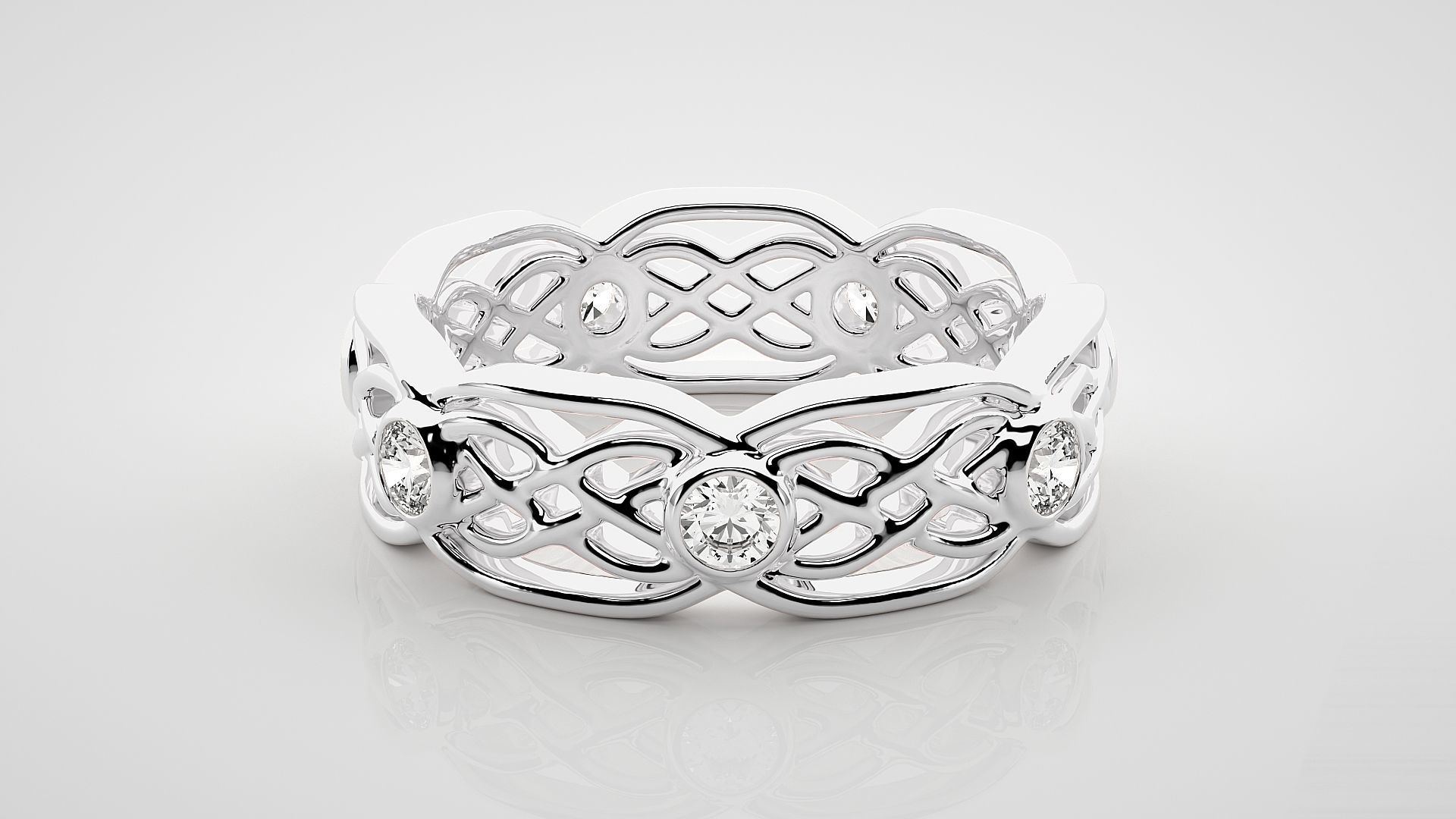 Eternity Band Diamond Ring 3dm stl render detail 3D print model_3