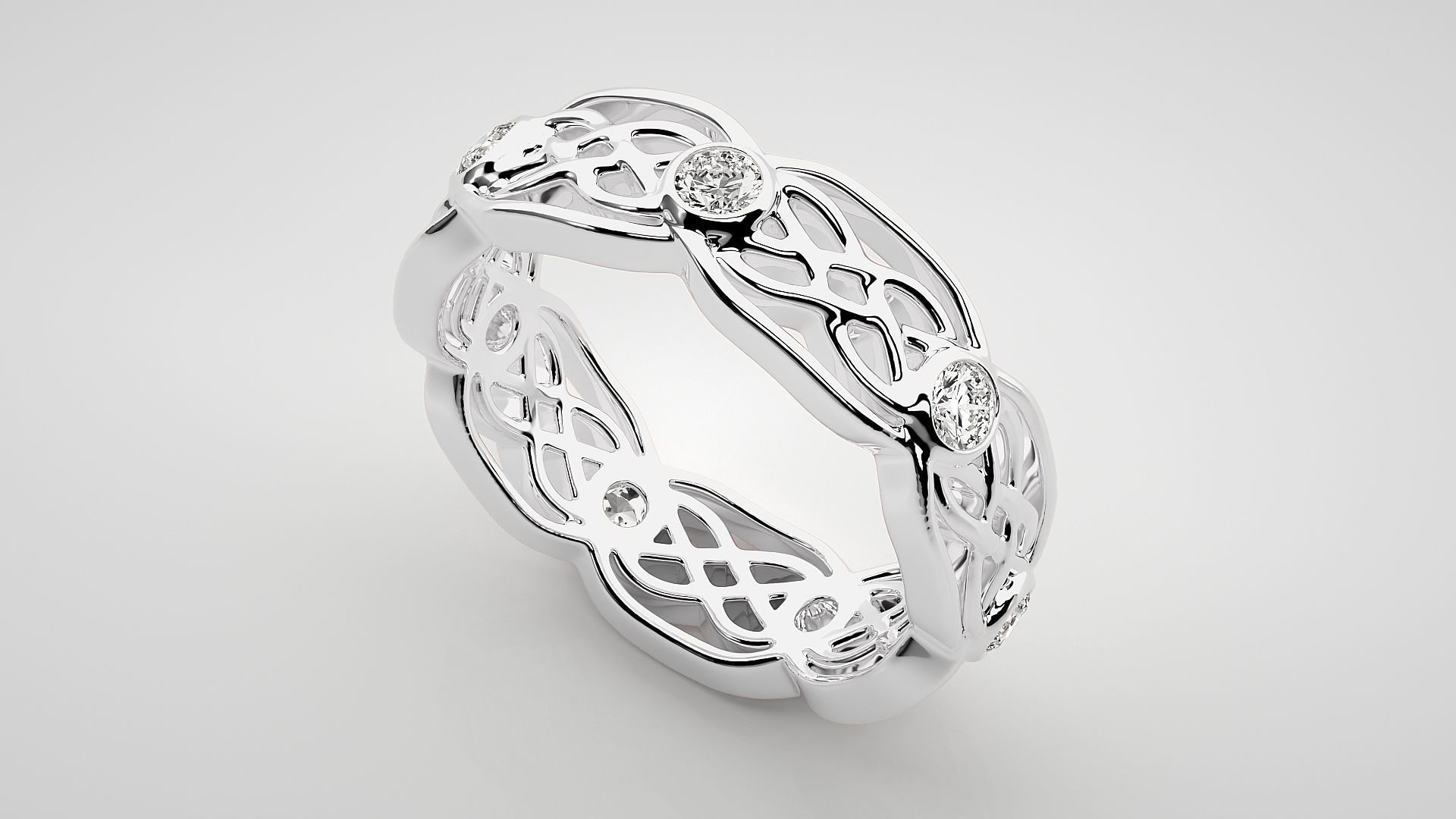 Eternity Band Diamond Ring 3dm stl render detail 3D print model_6