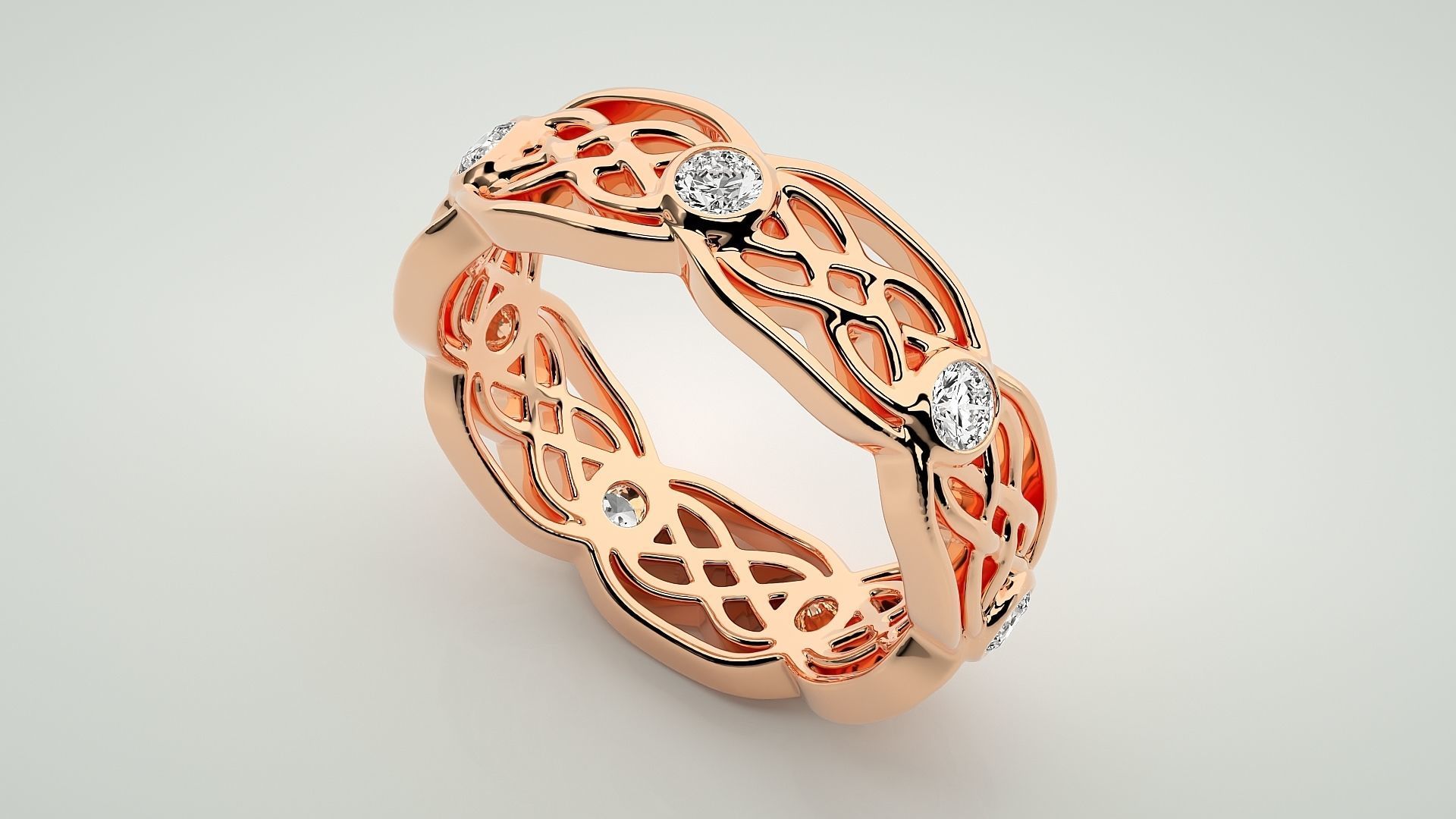 Eternity Band Diamond Ring 3dm stl render detail 3D print model_2