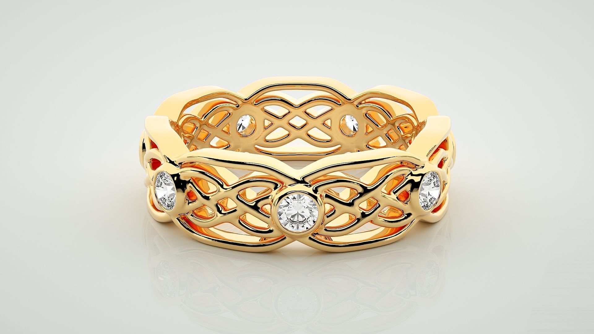 Eternity Band Diamond Ring 3dm stl render detail 3D print model_7