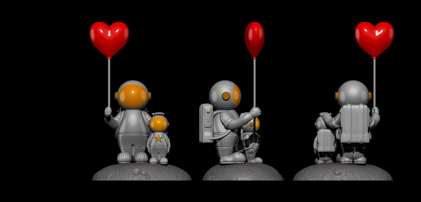 Astronauta Pai e Filho 3D print model_1