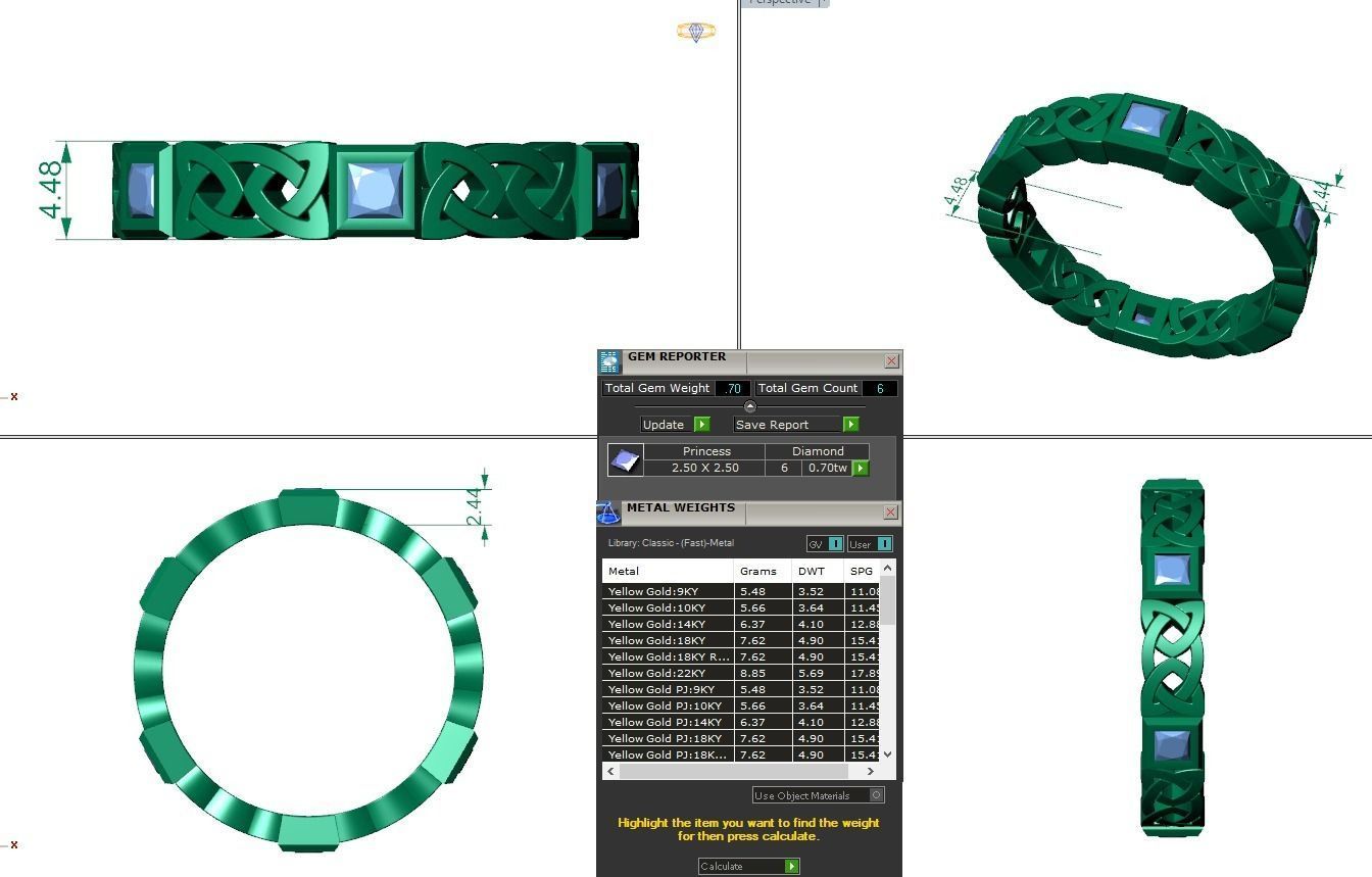 Princess Eternity Band Diamond Ring 3dm stl render detail 3D print model_3