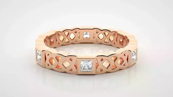 Princess Eternity Band Diamond Ring 3dm stl render detail 3D print model