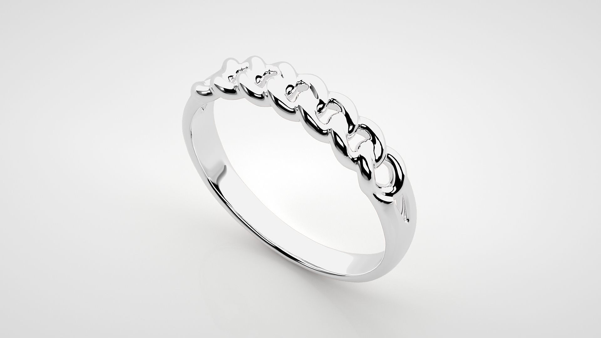 Cuban Chain Eternity Band Diamond Ring 3dm stl render detail 3D print model_6