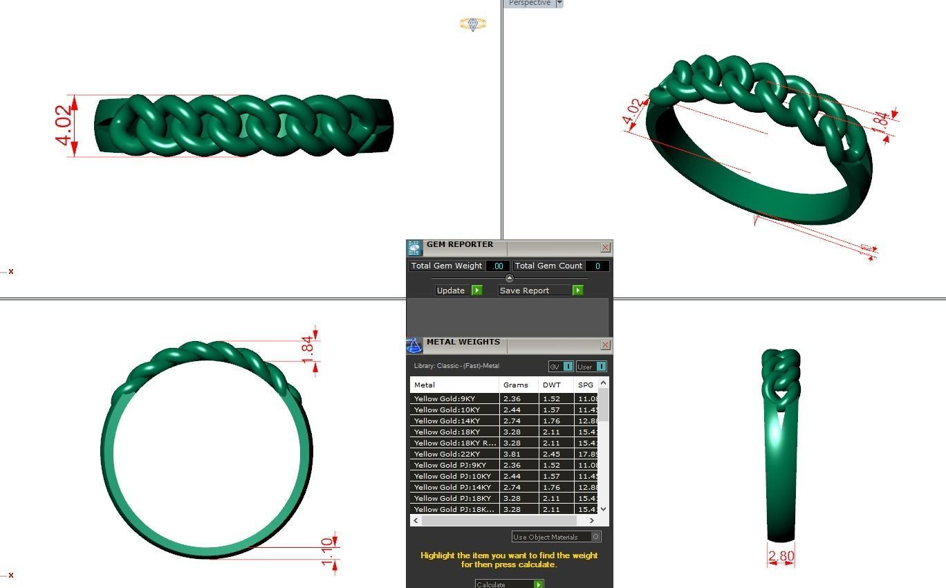 Cuban Chain Eternity Band Diamond Ring 3dm stl render detail 3D print model_3