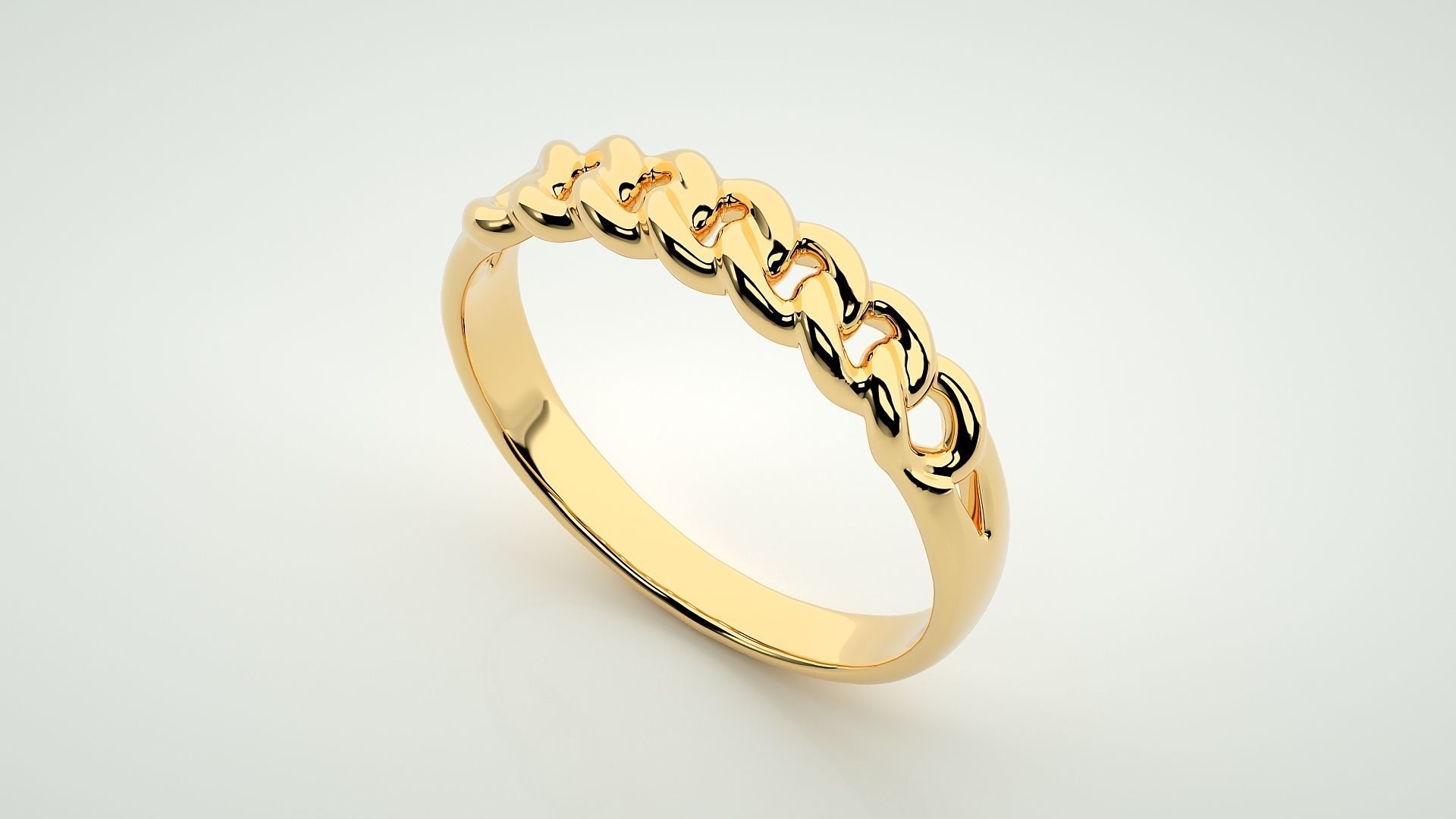 Cuban Chain Eternity Band Diamond Ring 3dm stl render detail 3D print model_9