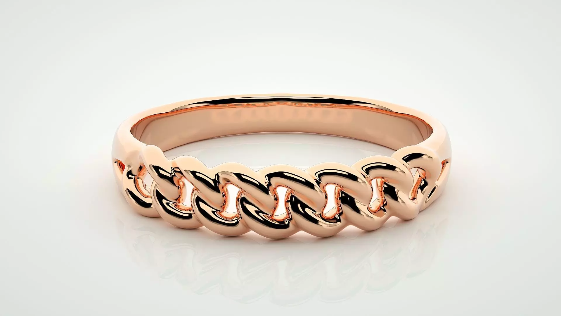 Cuban Chain Eternity Band Diamond Ring 3dm stl render detail 3D print model_0