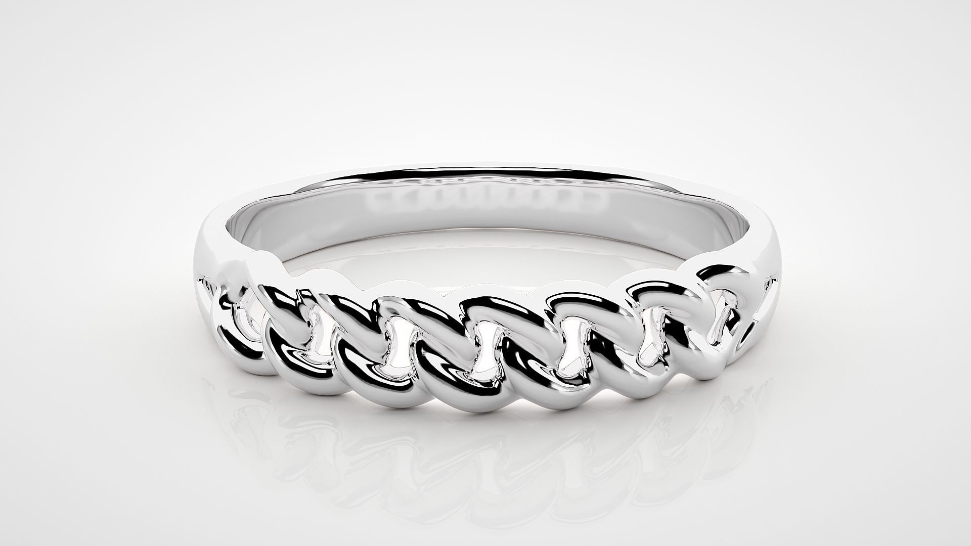 Cuban Chain Eternity Band Diamond Ring 3dm stl render detail 3D print model_4