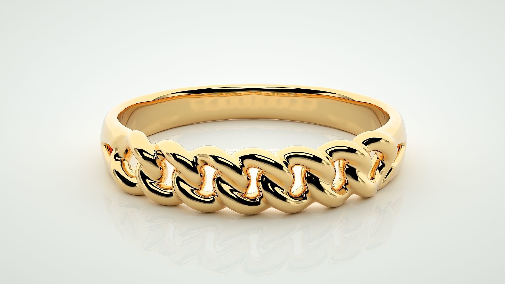 Cuban Chain Eternity Band Diamond Ring 3dm stl render detail 3D print model_7