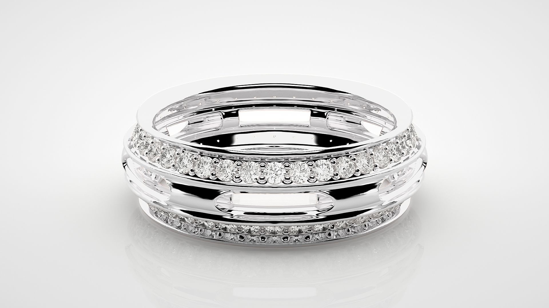 Eternity Band Diamond Ring 3dm stl render detail 3D print model_4
