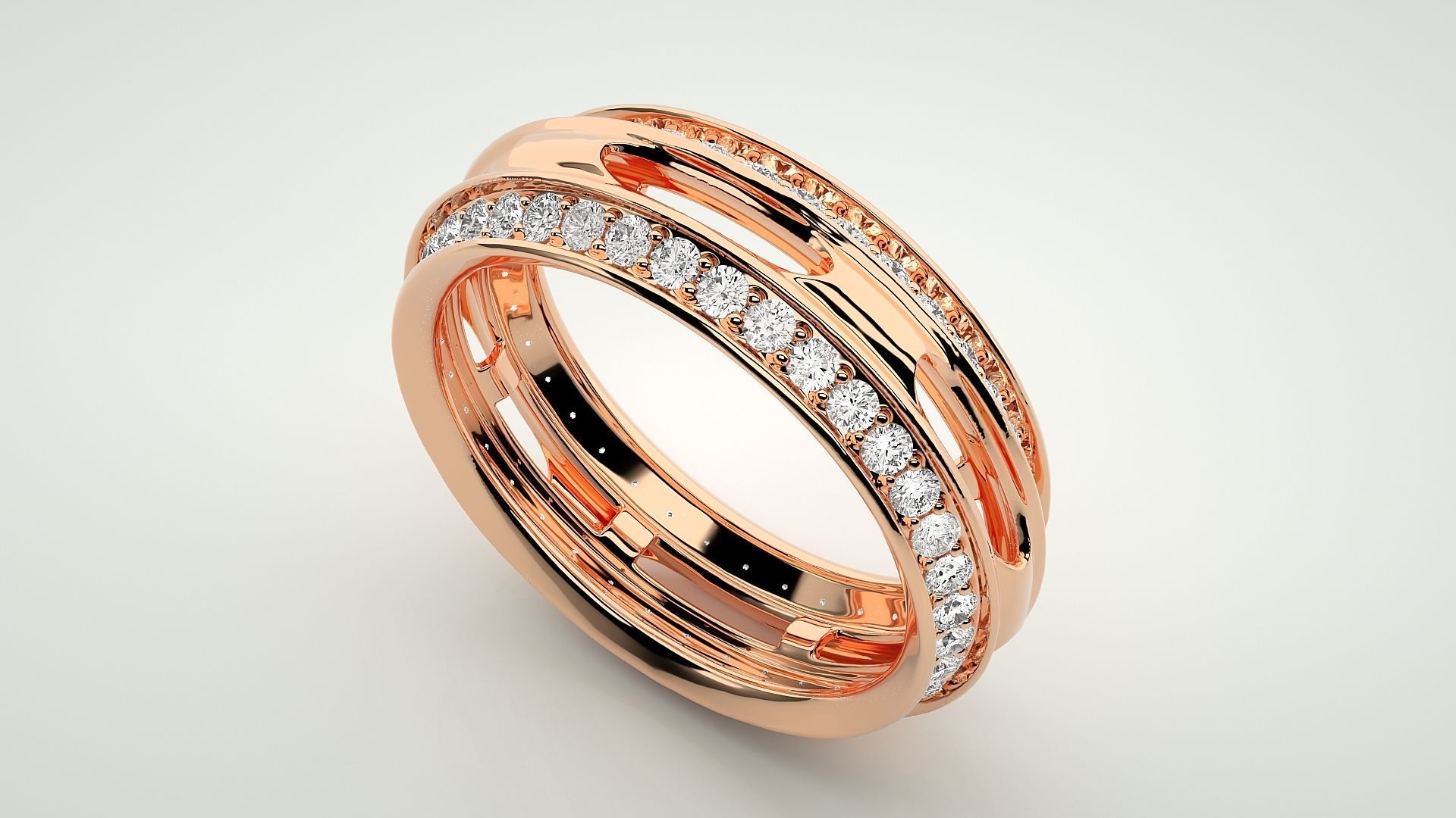 Eternity Band Diamond Ring 3dm stl render detail 3D print model_2