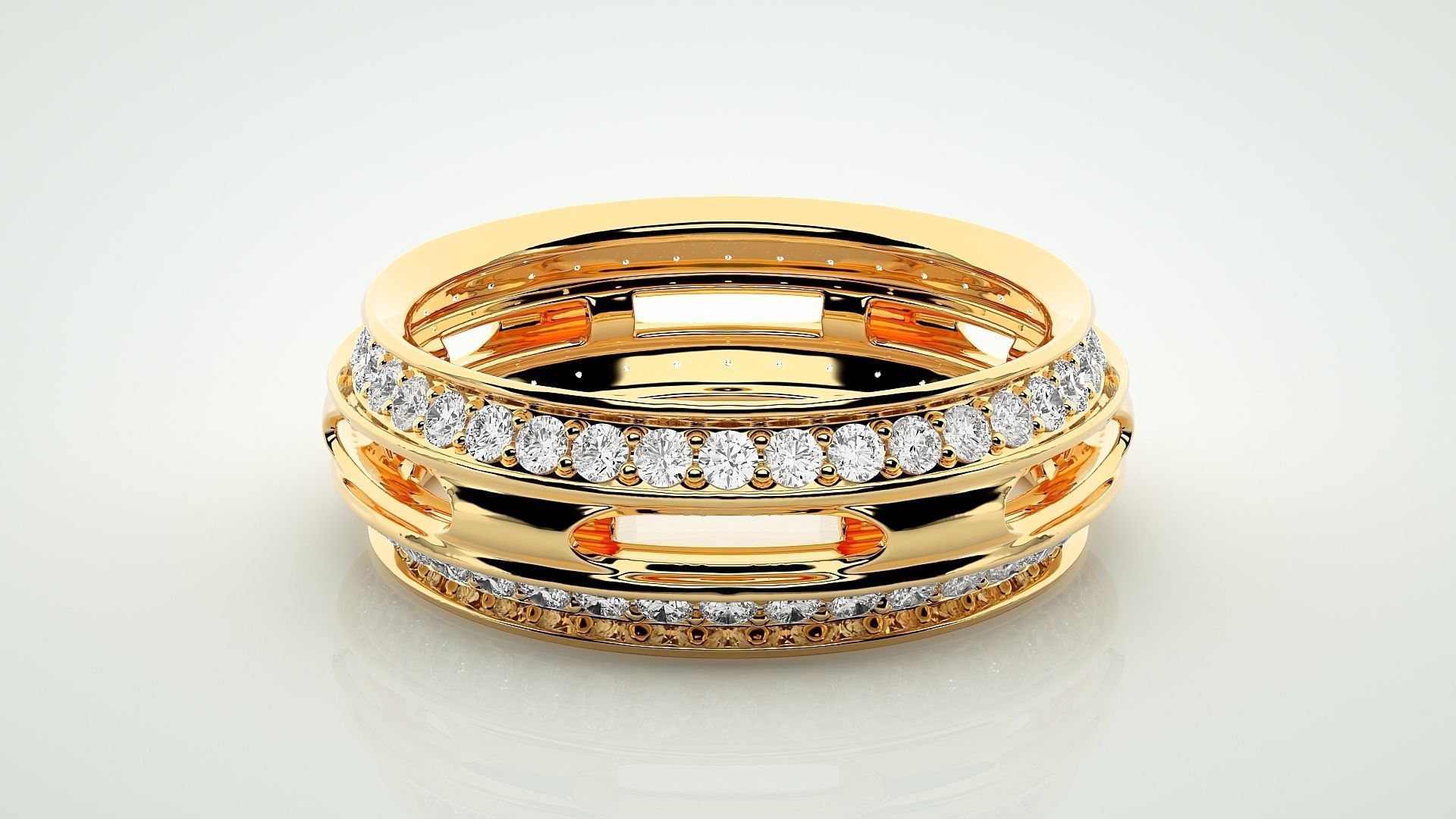 Eternity Band Diamond Ring 3dm stl render detail 3D print model_7