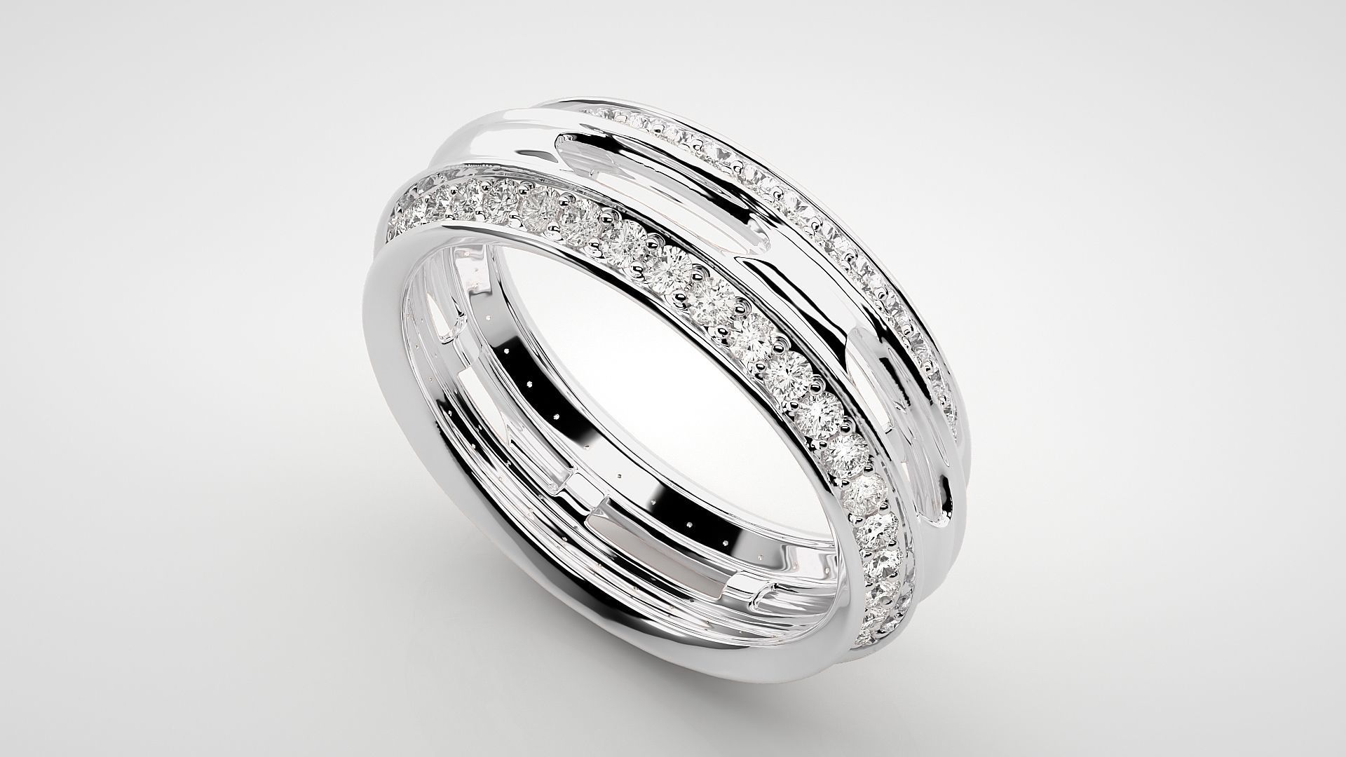 Eternity Band Diamond Ring 3dm stl render detail 3D print model_6