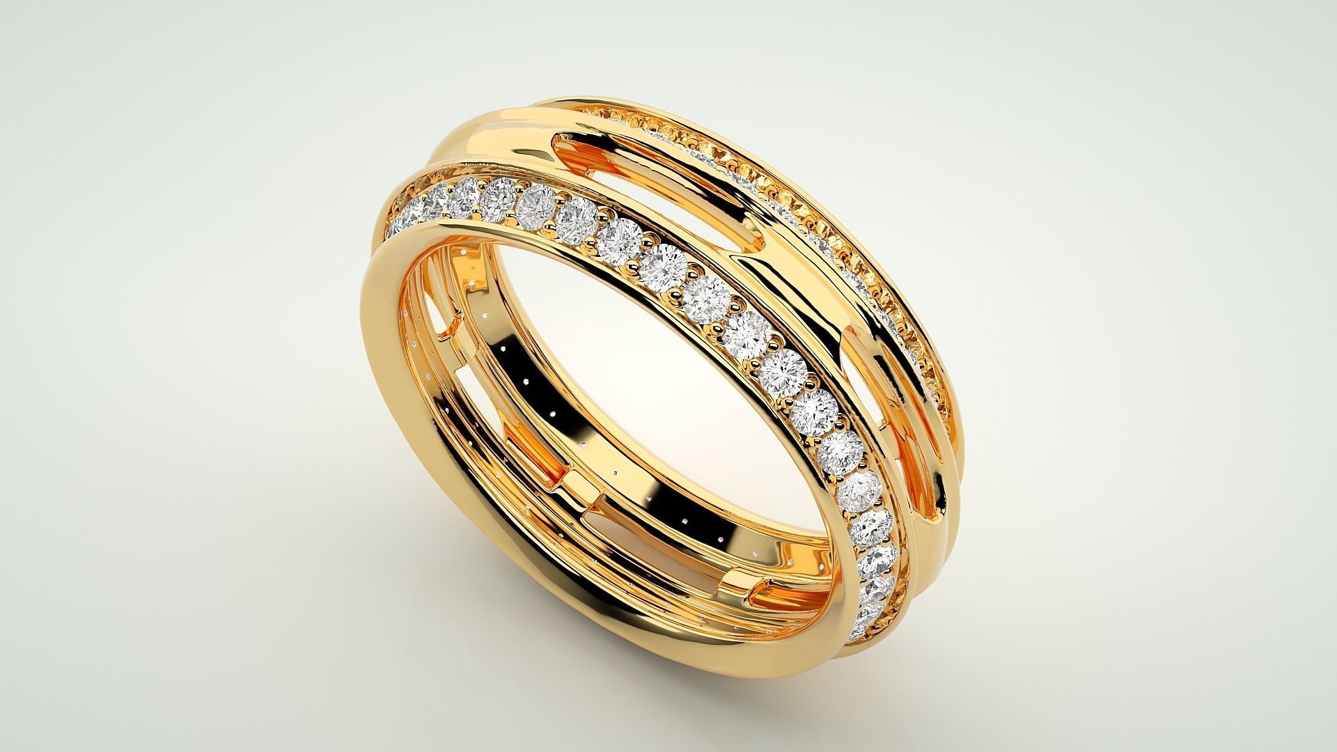Eternity Band Diamond Ring 3dm stl render detail 3D print model_9