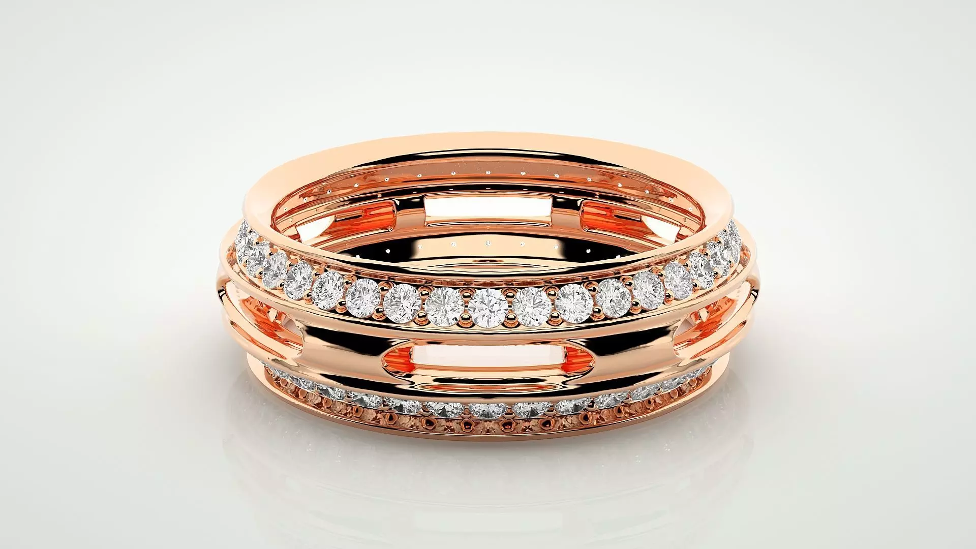 Eternity Band Diamond Ring 3dm stl render detail 3D print model_0