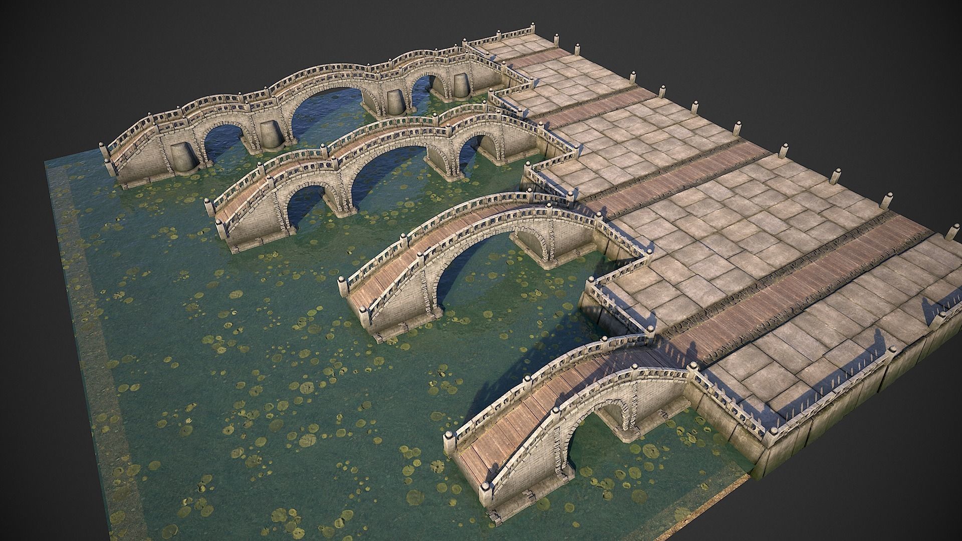 Bridges and Modular Embankment Pack Low-poly 3D model_2