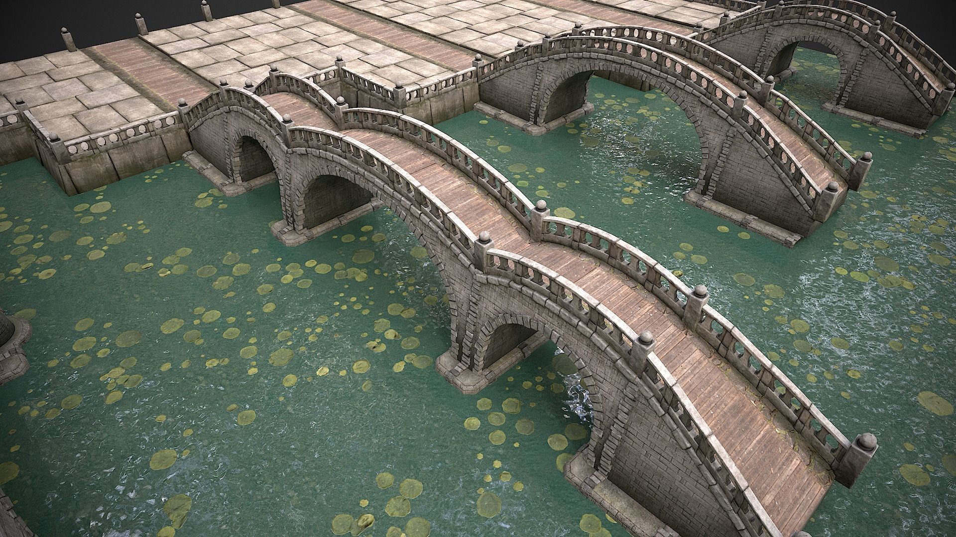 Bridges and Modular Embankment Pack Low-poly 3D model_7