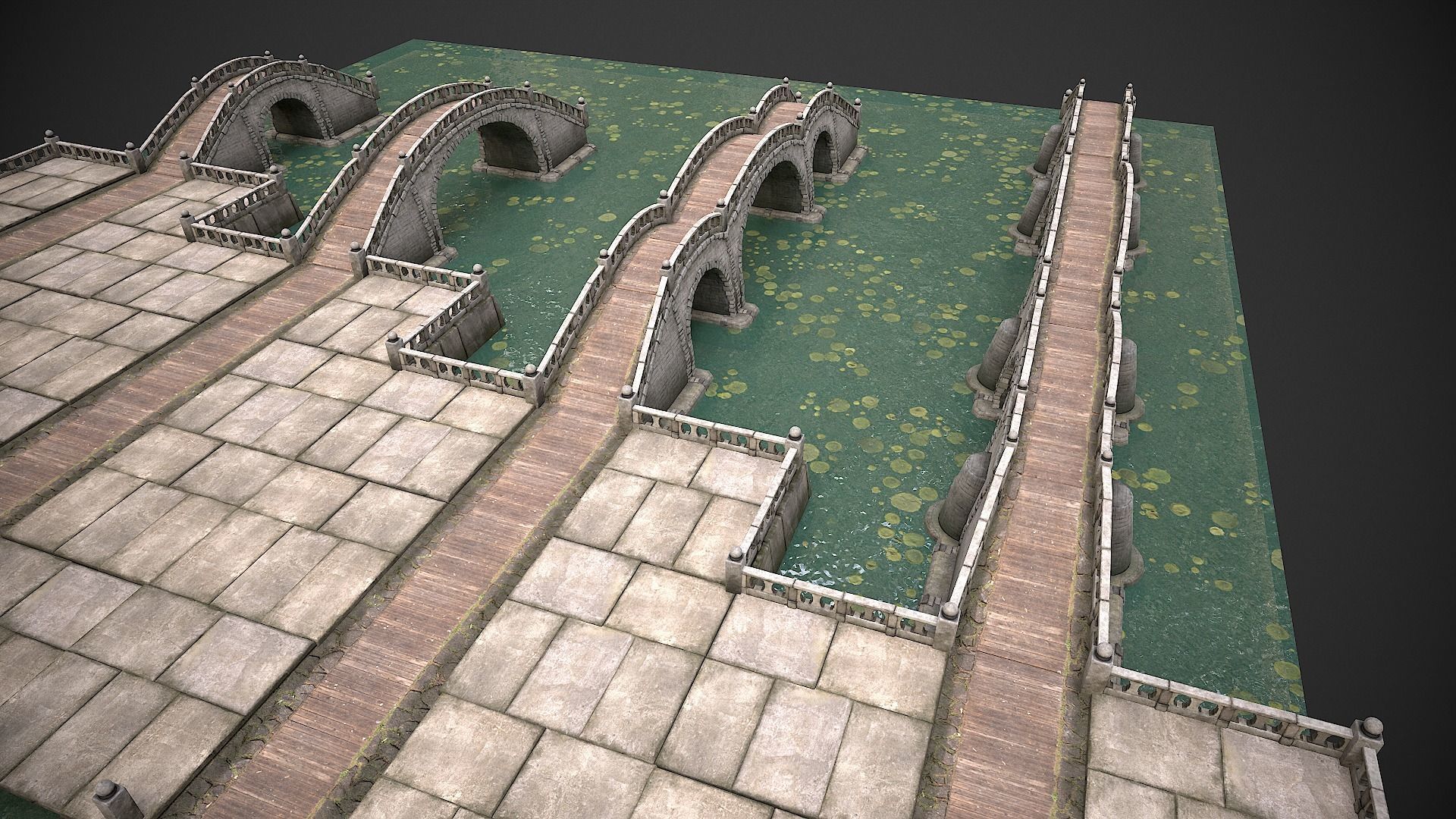 Bridges and Modular Embankment Pack Low-poly 3D model_5