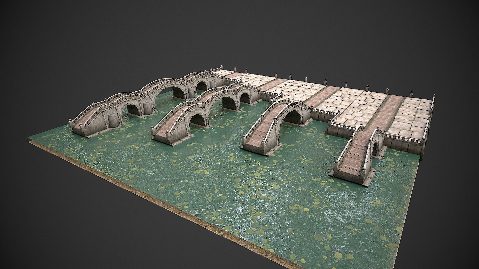 Bridges and Modular Embankment Pack Low-poly 3D model_6